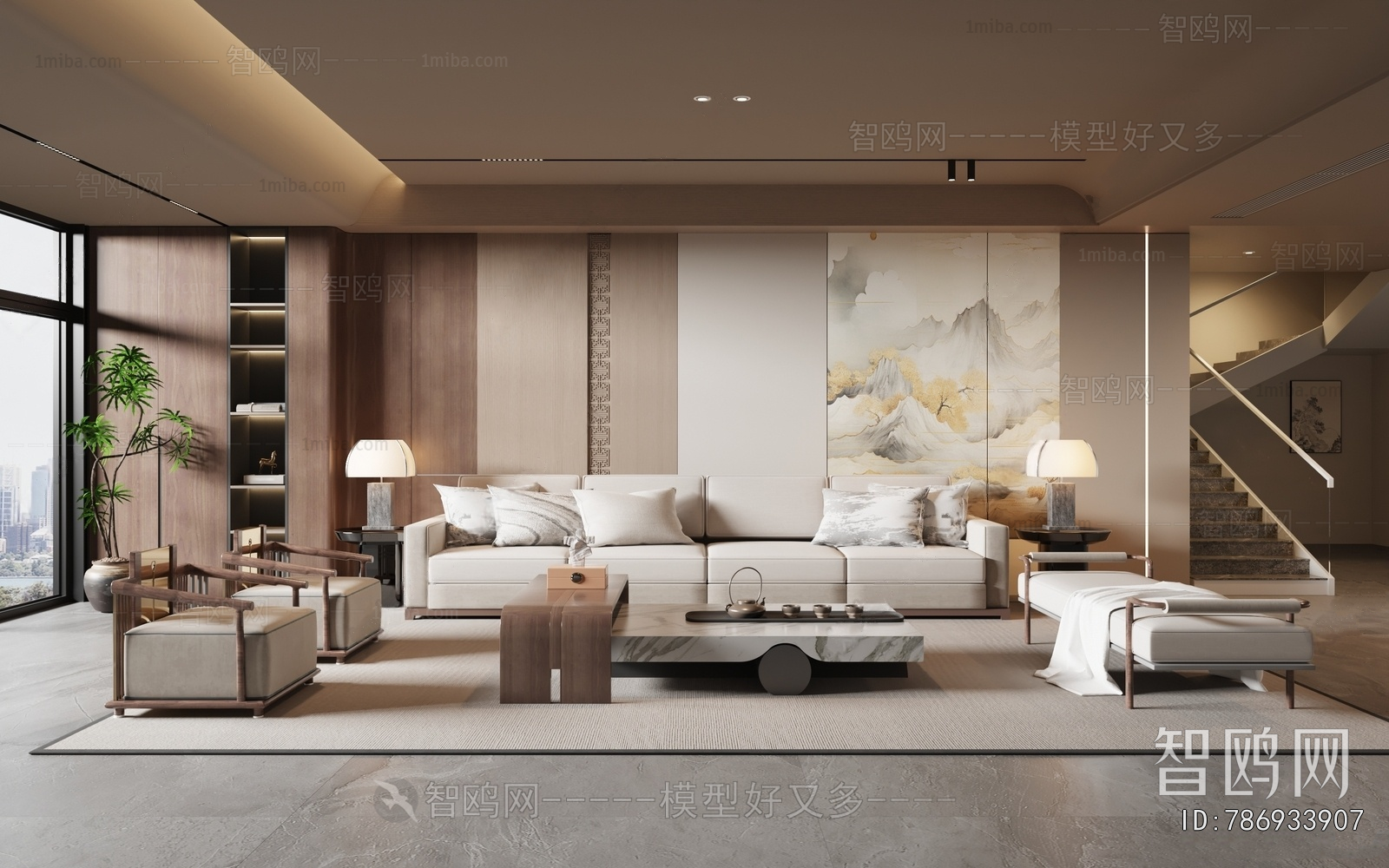 New Chinese Style A Living Room