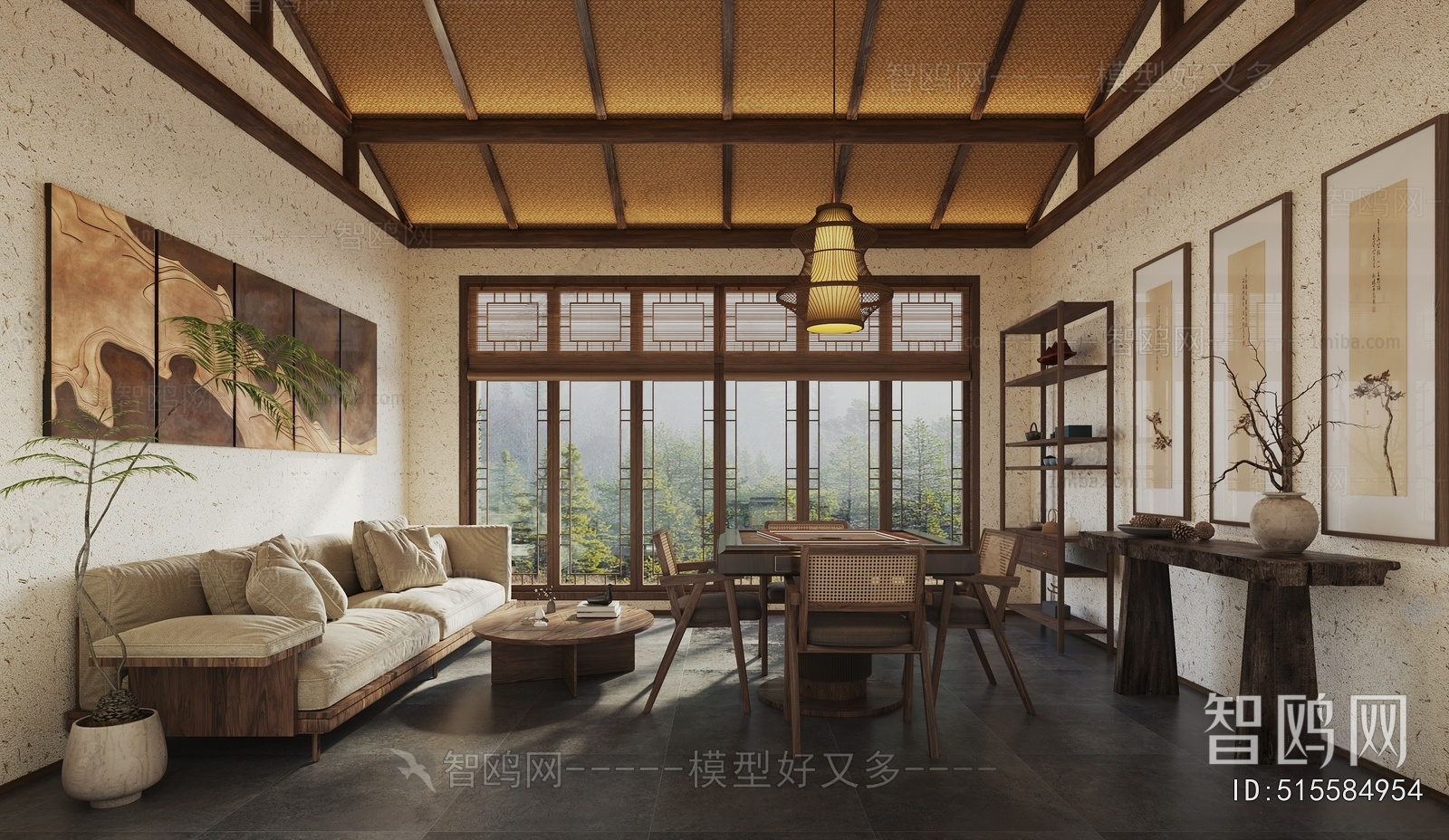 Wabi-sabi Style Chess And Card Room