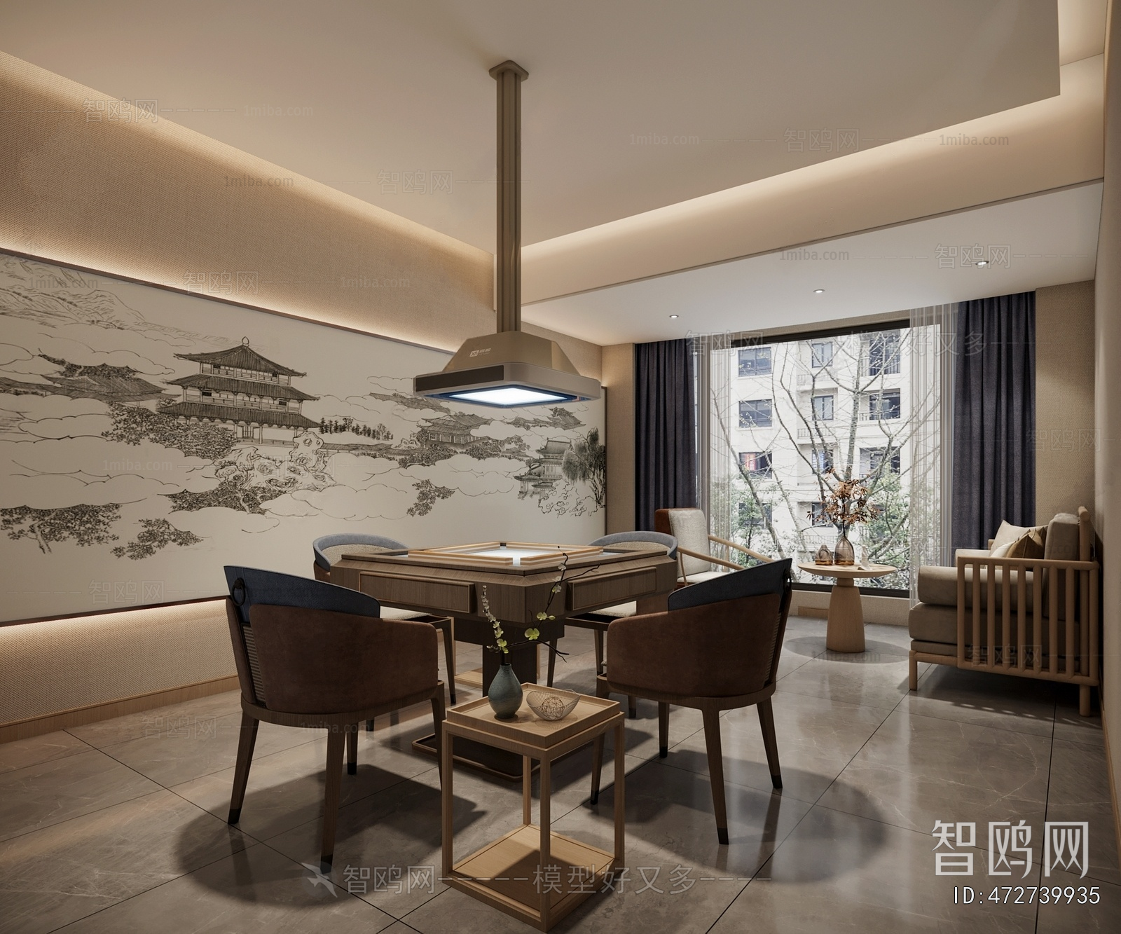 New Chinese Style Chess And Card Room