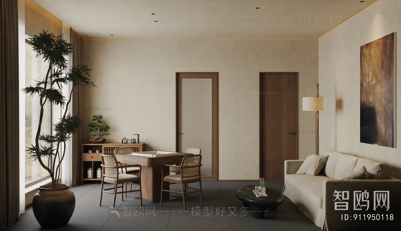 Wabi-sabi Style Chess And Card Room