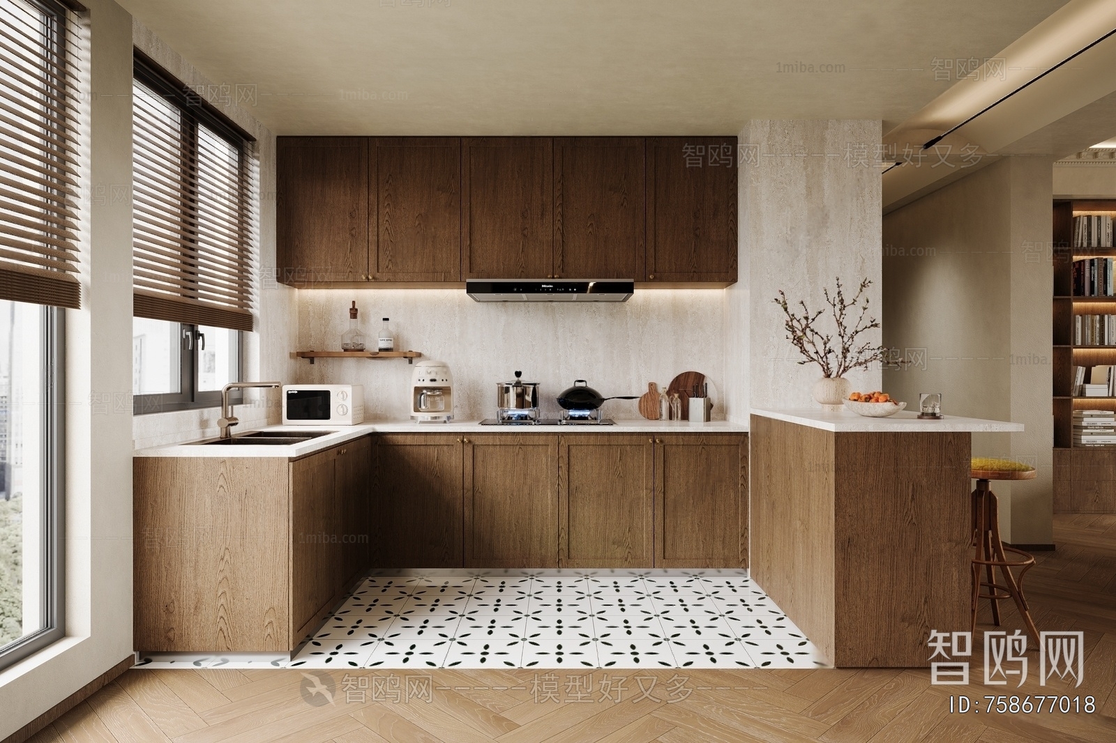 Wabi-sabi Style Open Kitchen