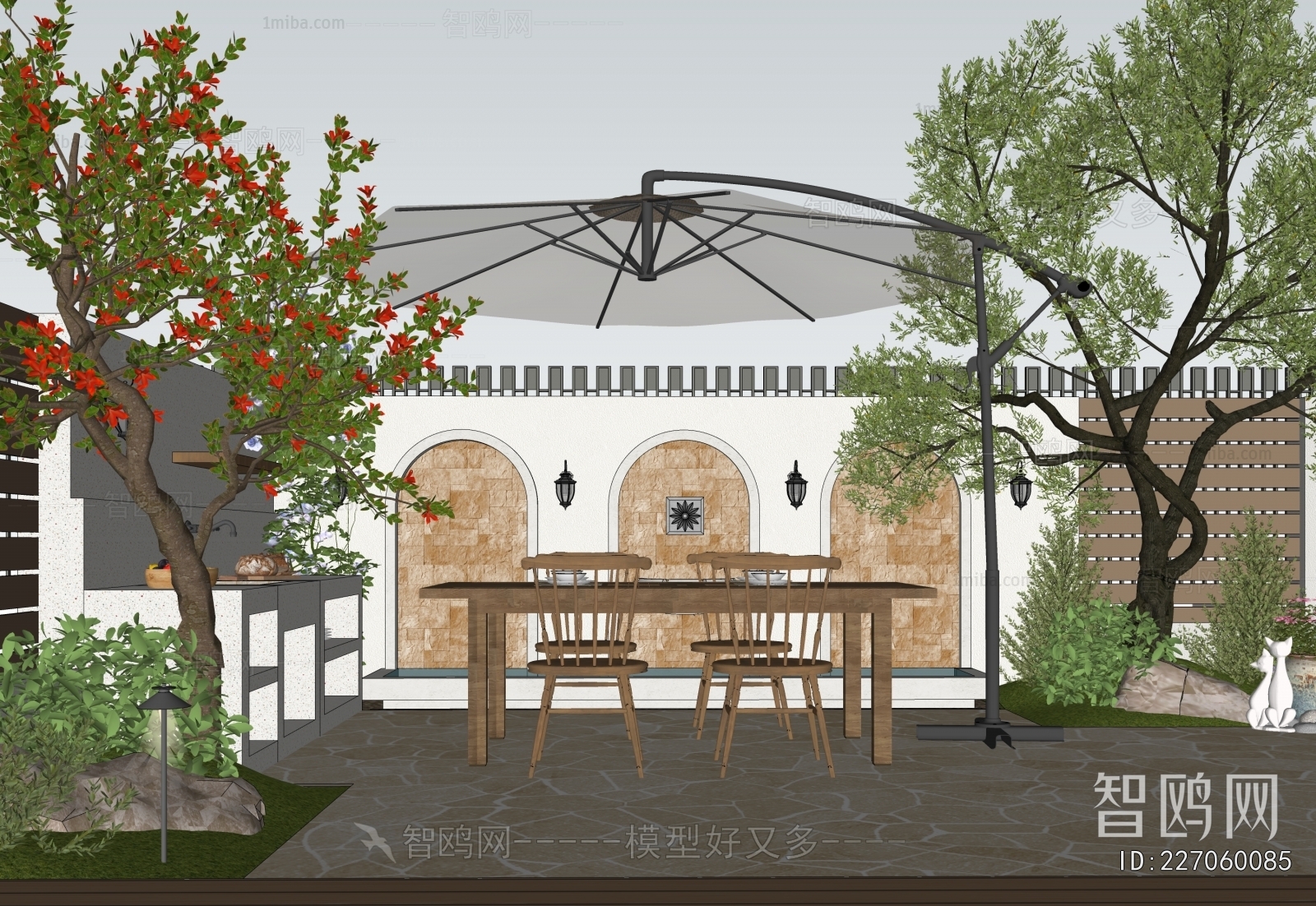 French Style Courtyard/landscape