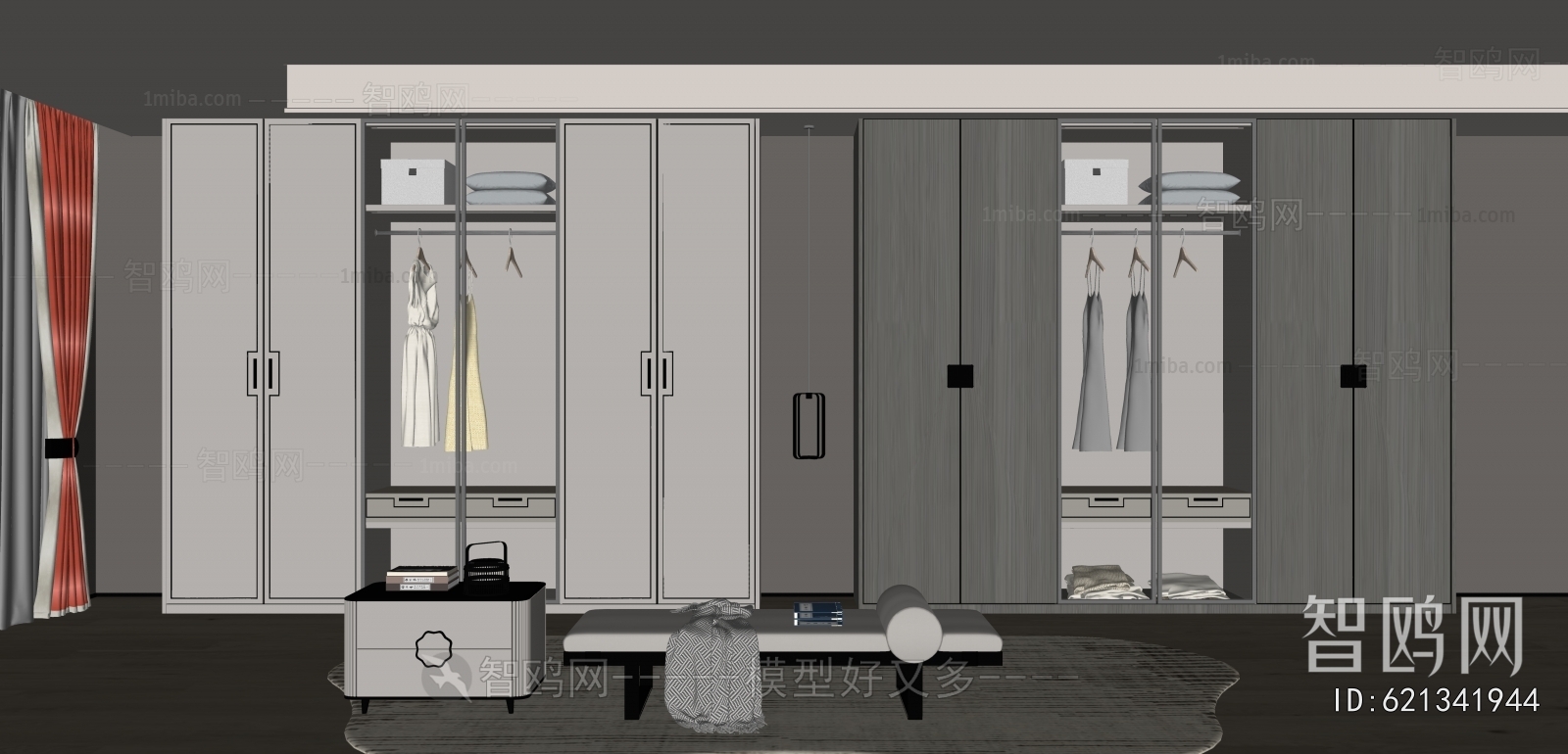 New Chinese Style Clothes Storage Area