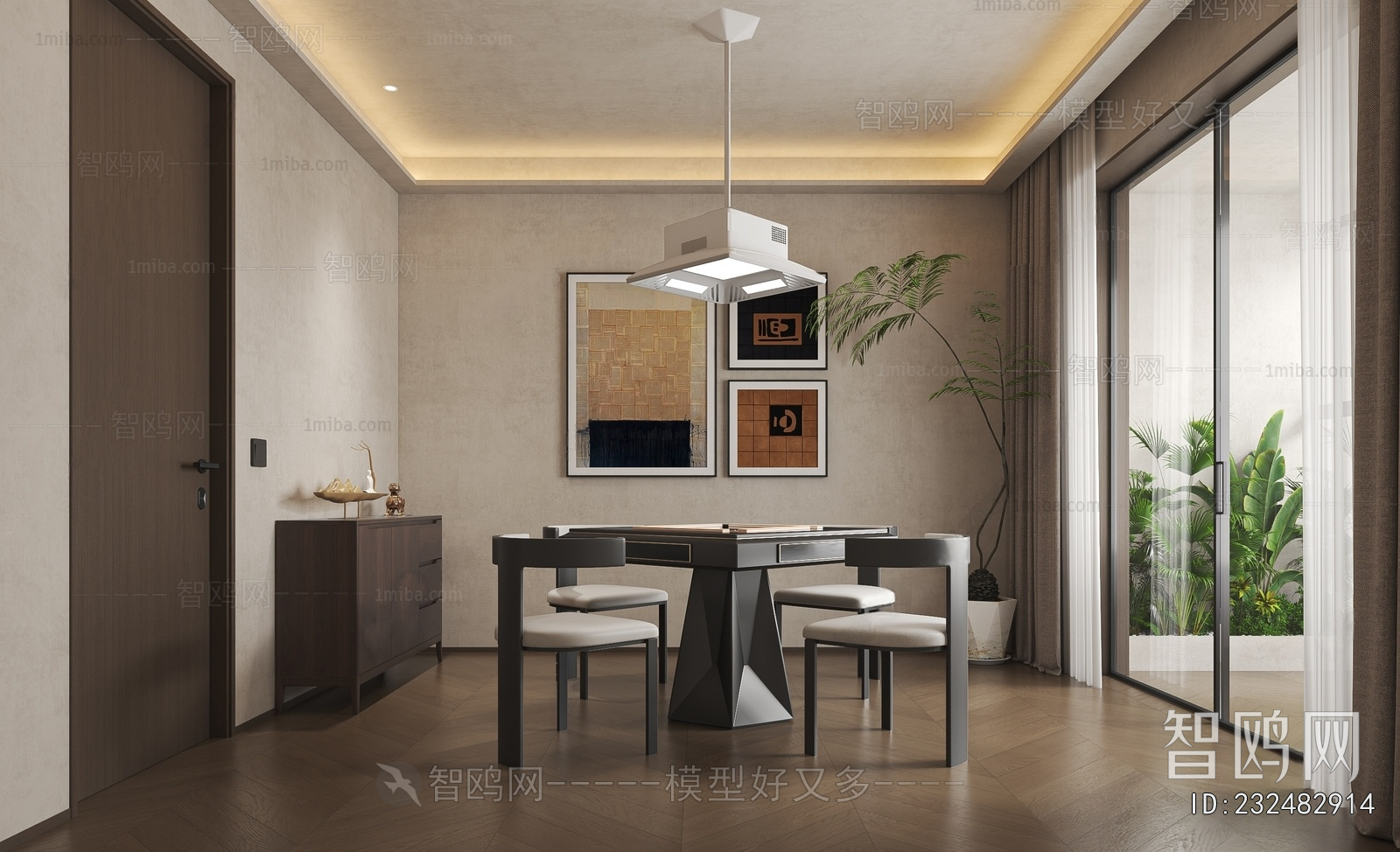 Wabi-sabi Style Chess And Card Room