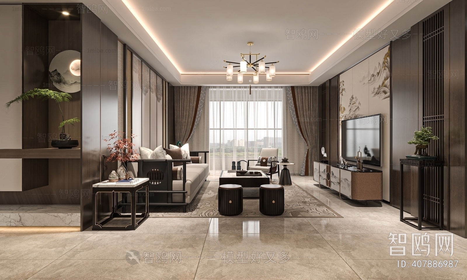 New Chinese Style A Living Room