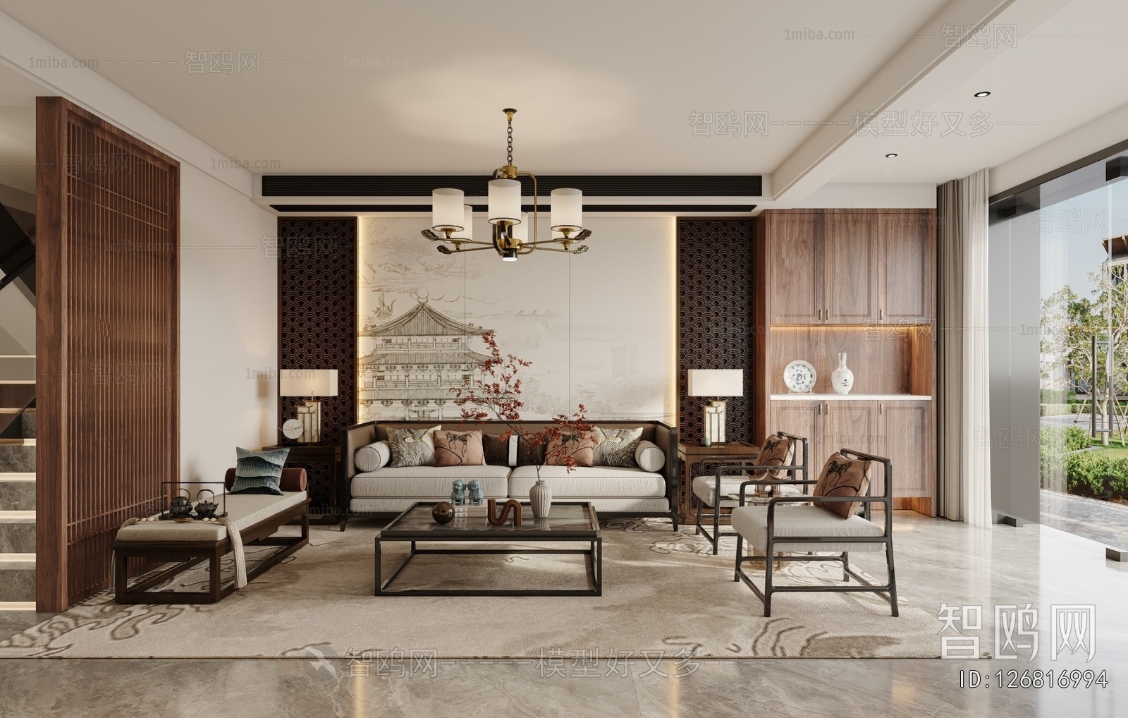 New Chinese Style A Living Room