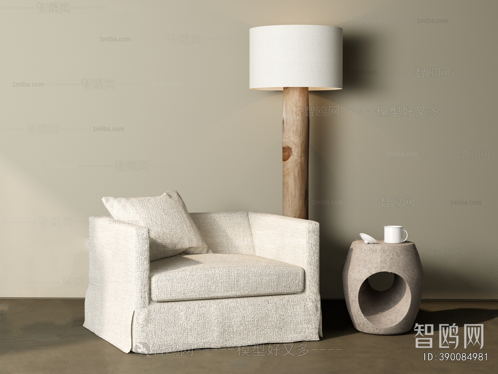 Wabi-sabi Style Single Sofa