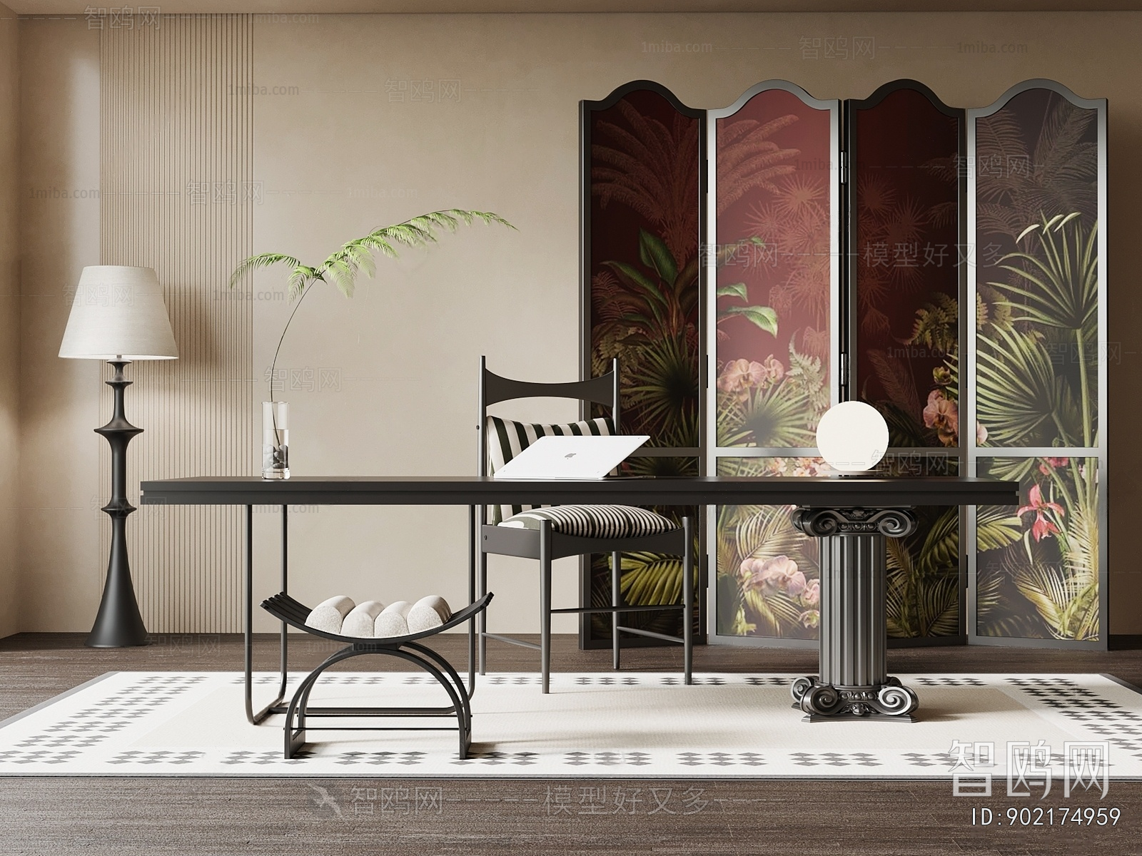 French Style Computer Desk And Chair