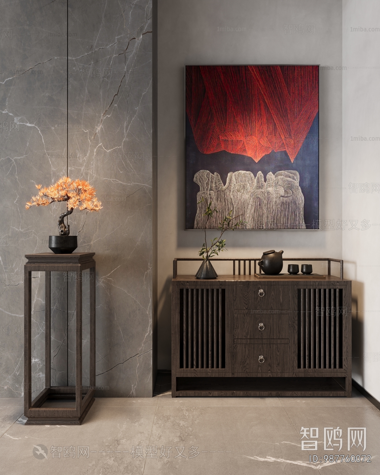 New Chinese Style Entrance Cabinet