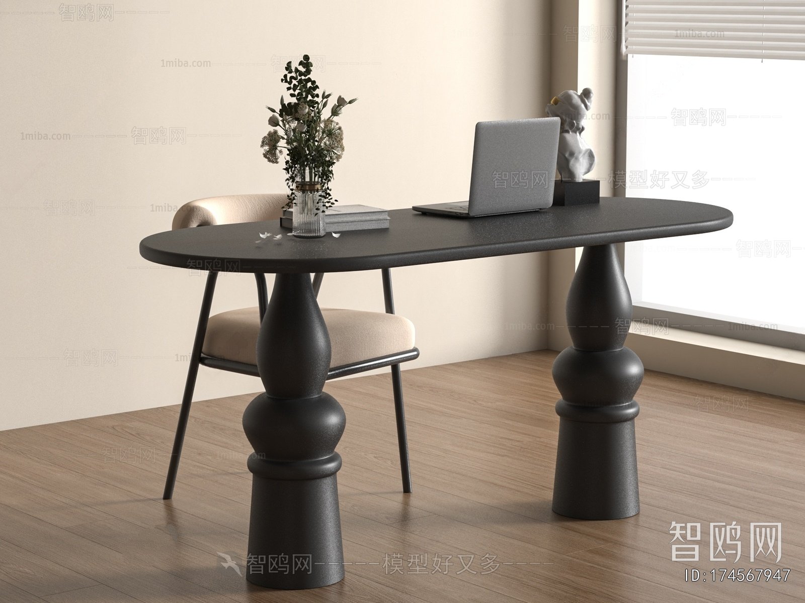 French Style Computer Desk And Chair