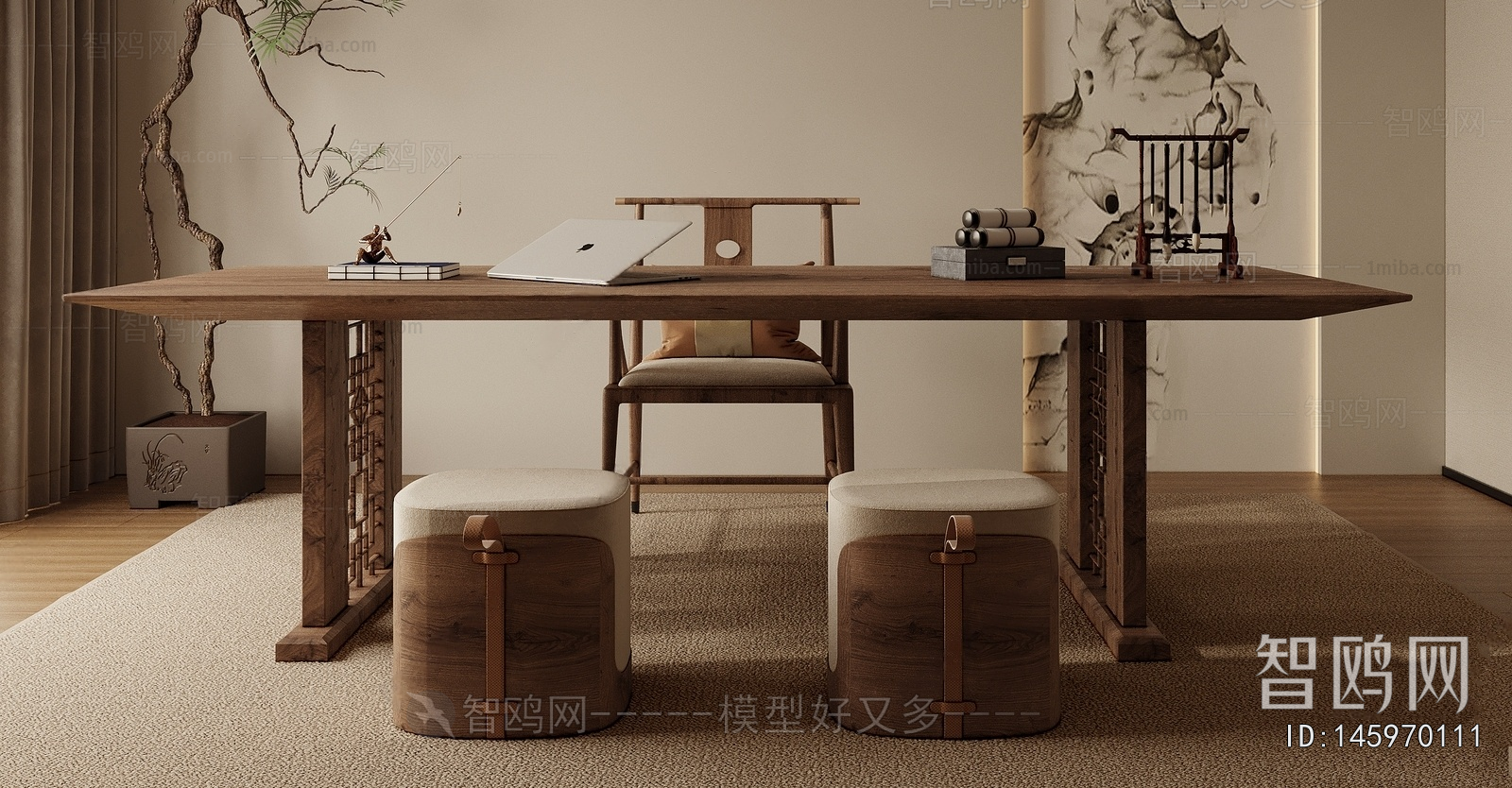 New Chinese Style Computer Desk And Chair