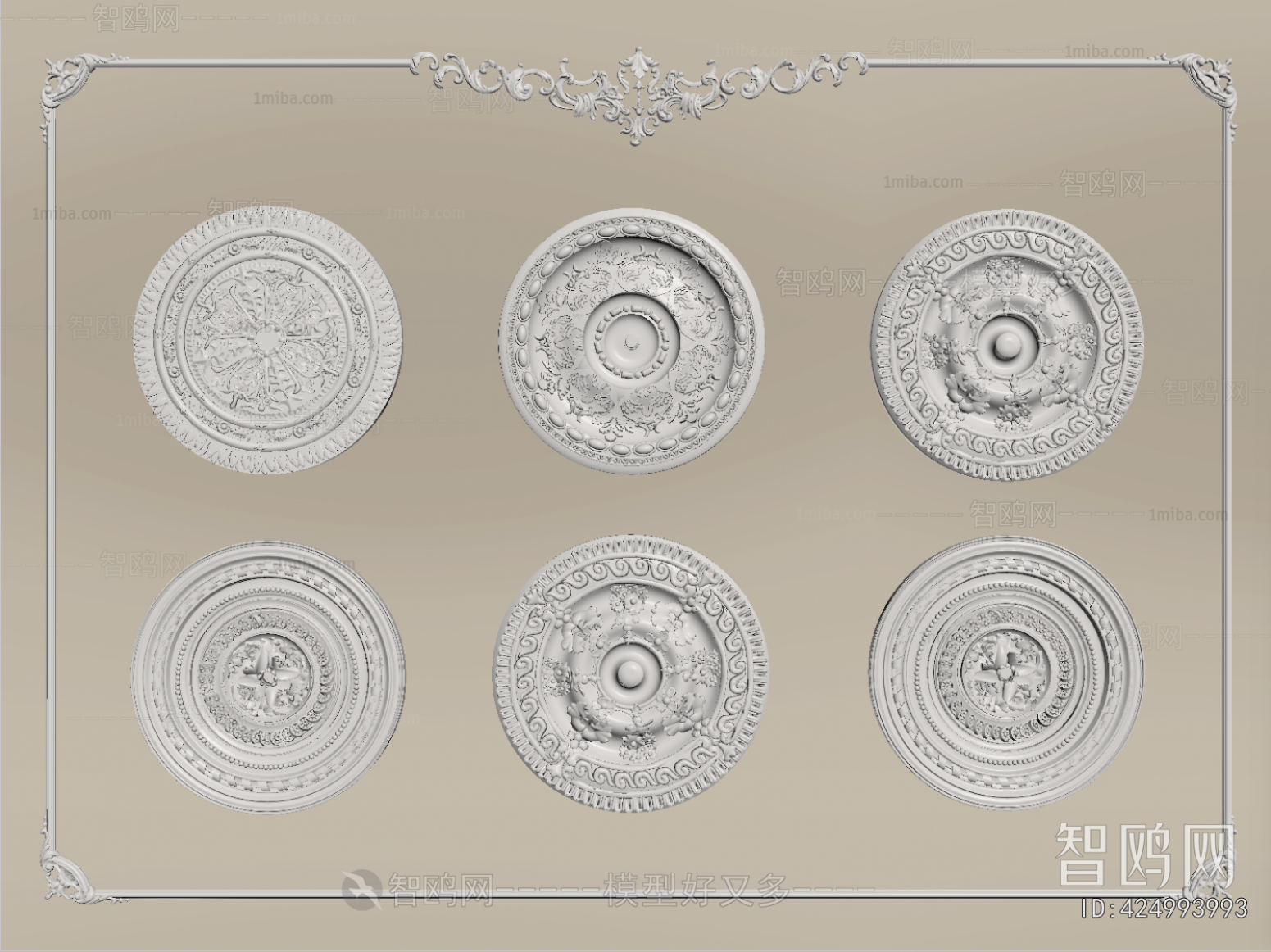 French Style Plaster Carved Top Plate