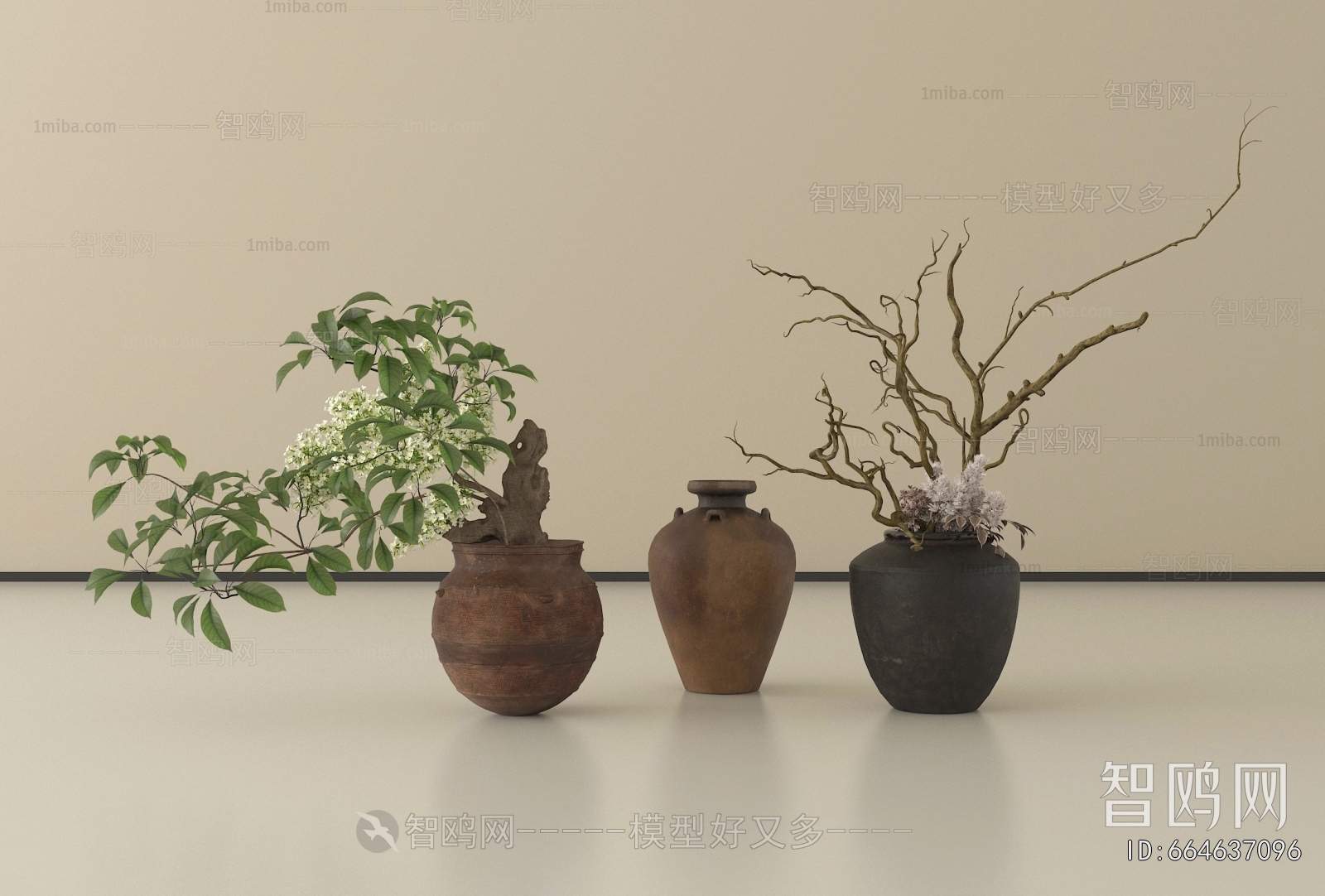 Wabi-sabi Style Potted Green Plant