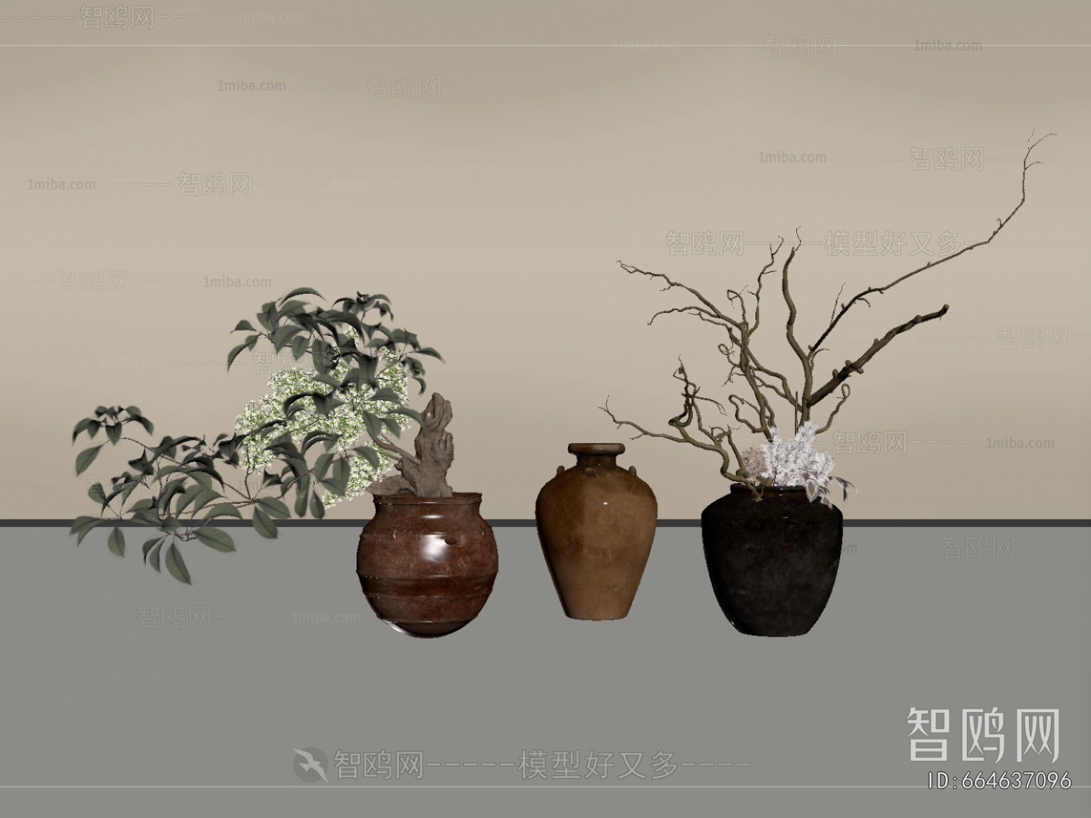 Wabi-sabi Style Potted Green Plant