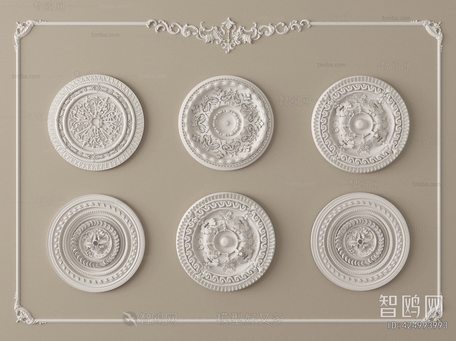 French Style Plaster Carved Top Plate