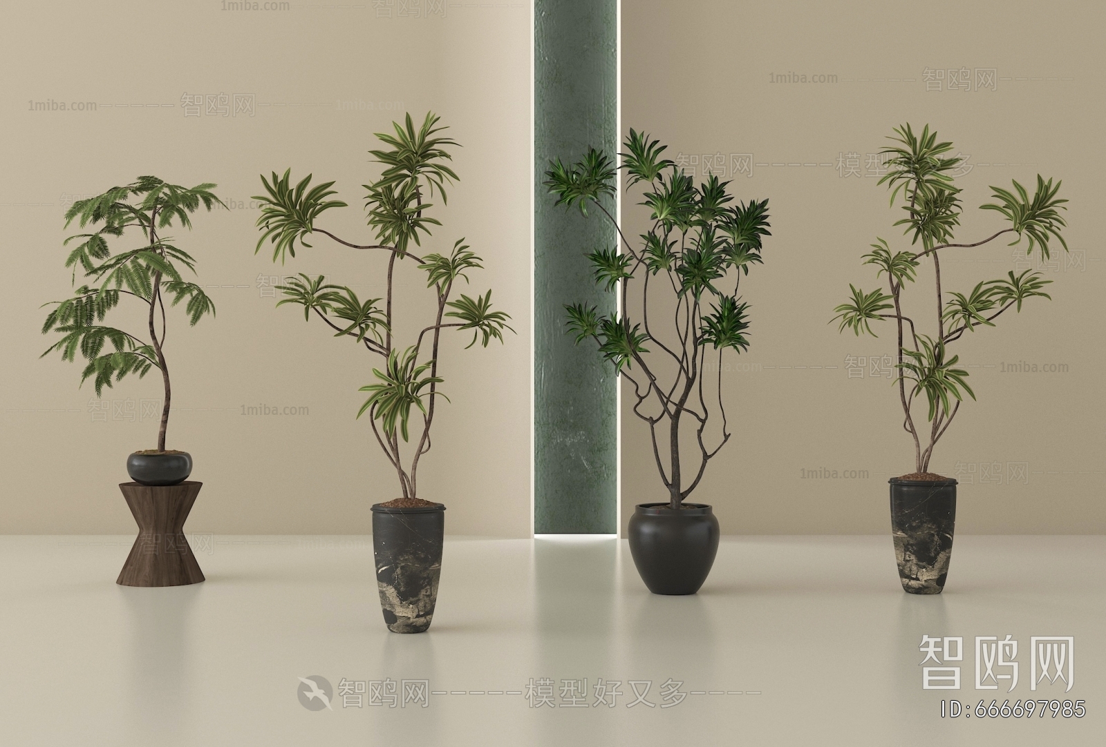 Wabi-sabi Style Ground Green Plant Potted Plants