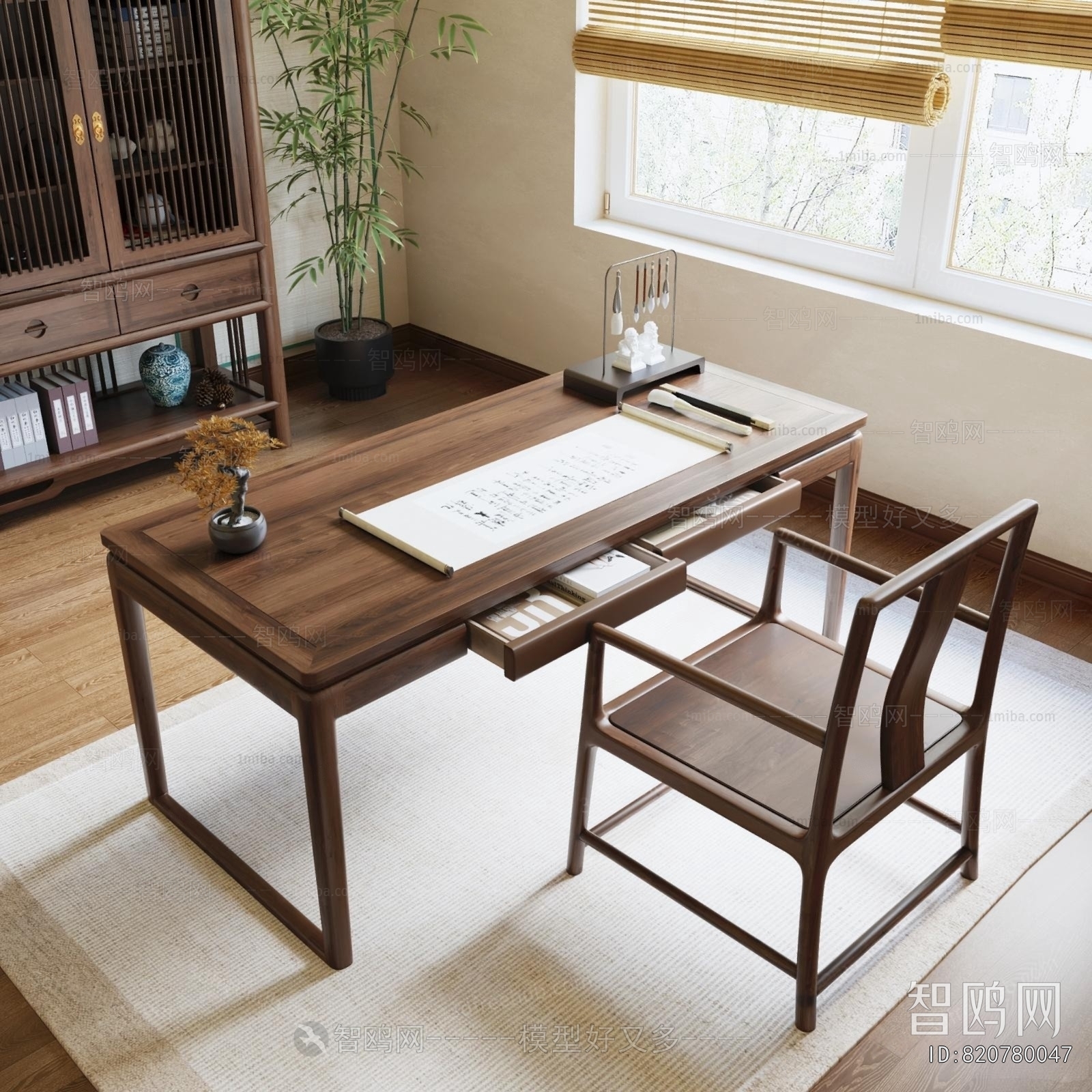 New Chinese Style Computer Desk And Chair