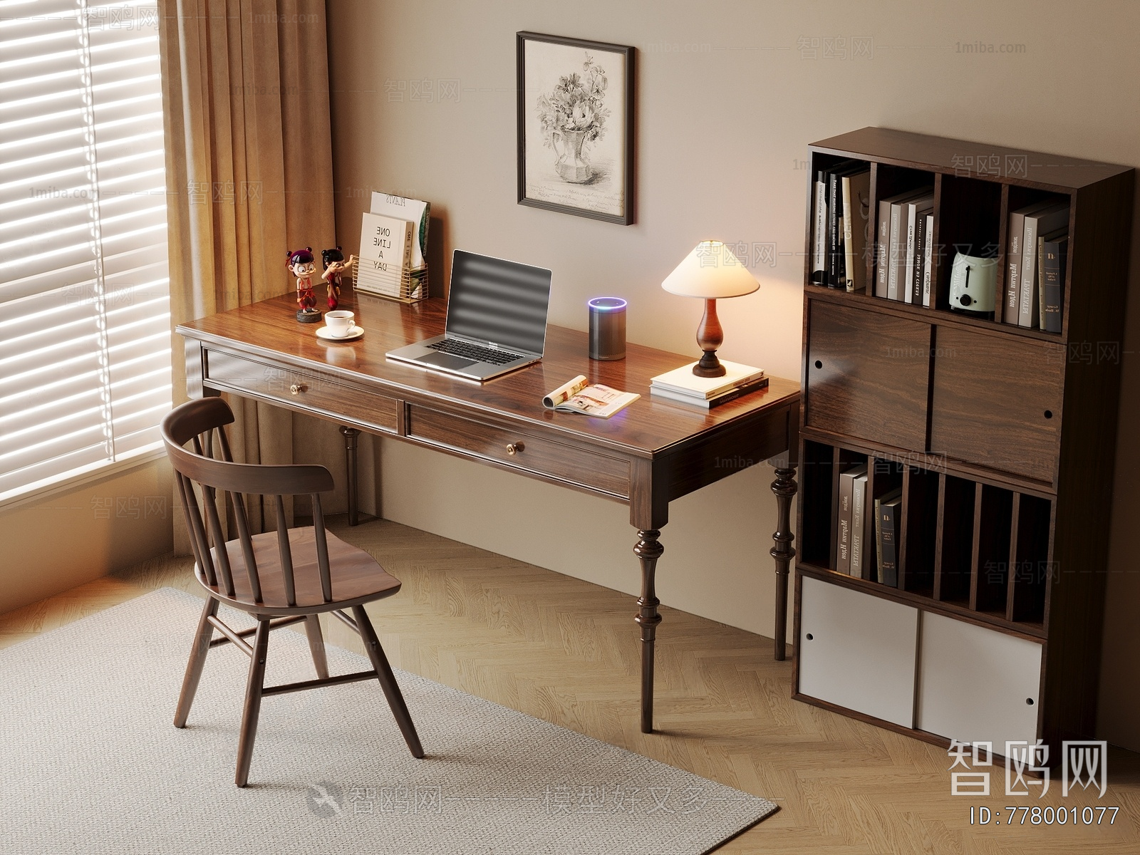 French Style Computer Desk And Chair