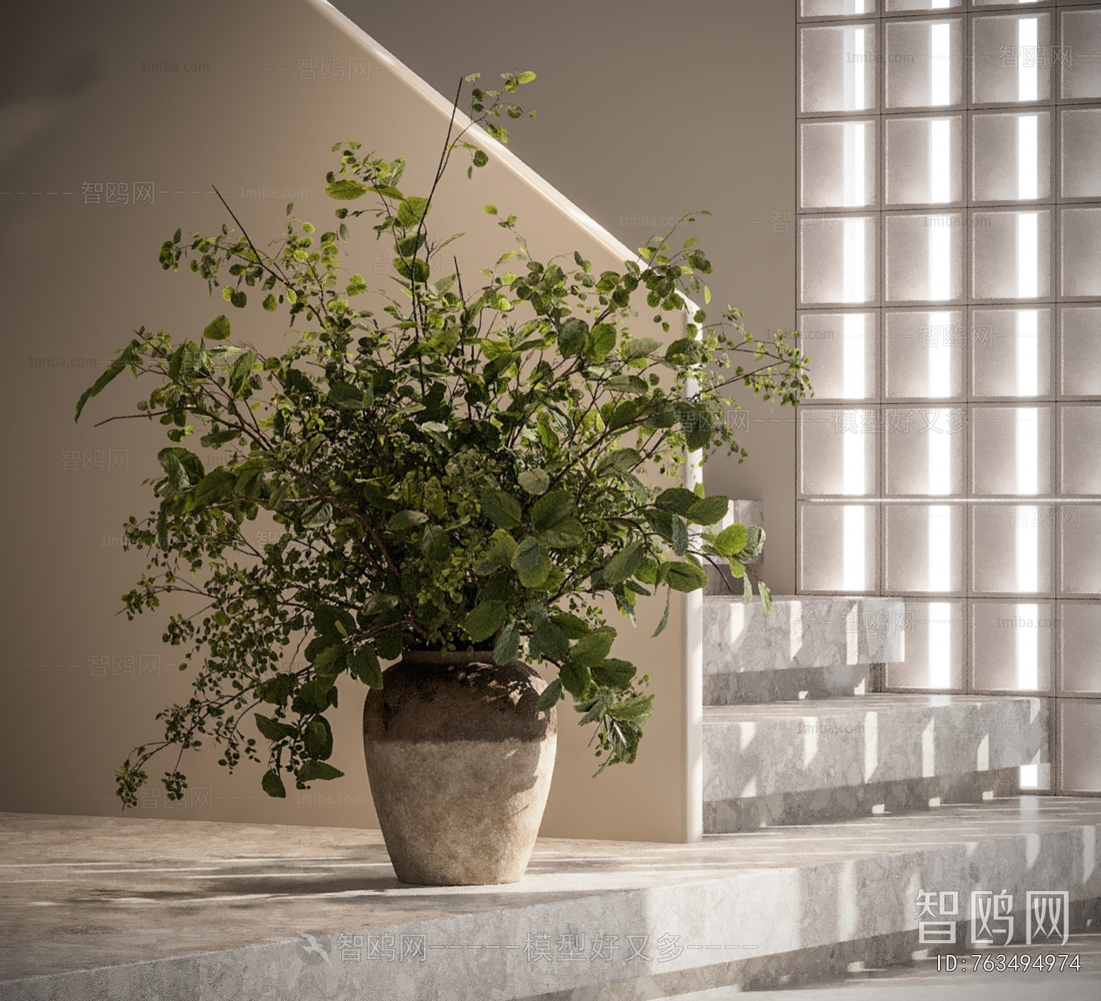 Modern Potted Green Plant