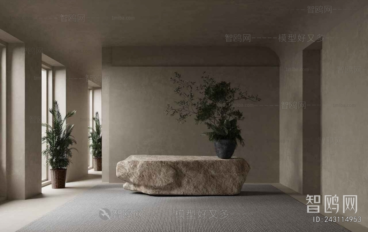 Wabi-sabi Style Office Reception Desk