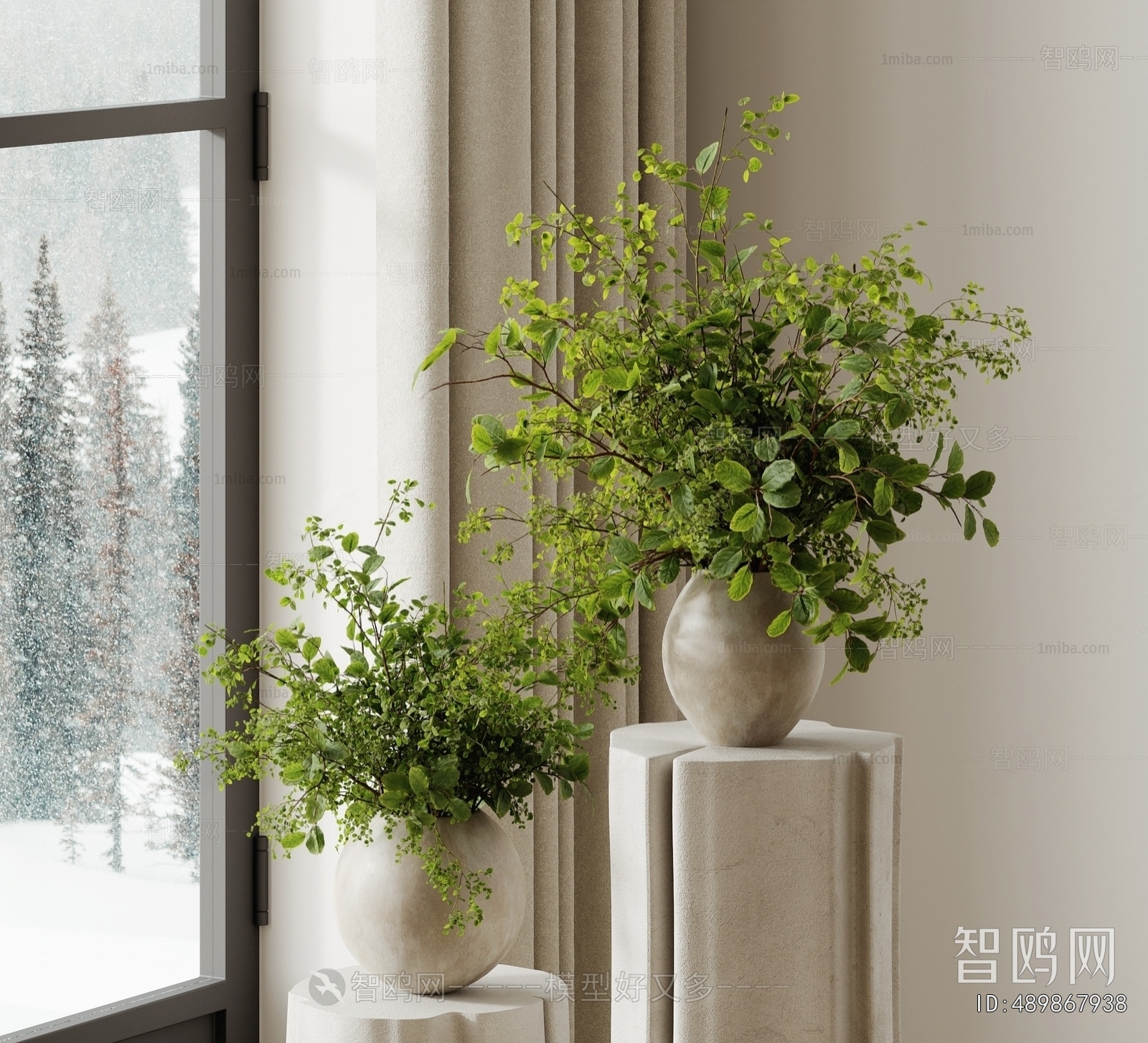 Modern Potted Green Plant