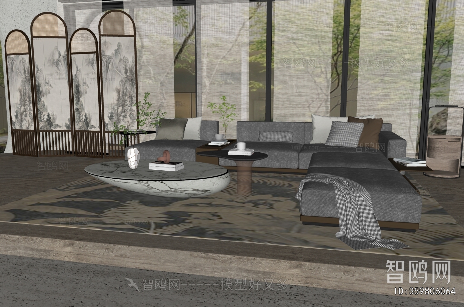 New Chinese Style A Living Room