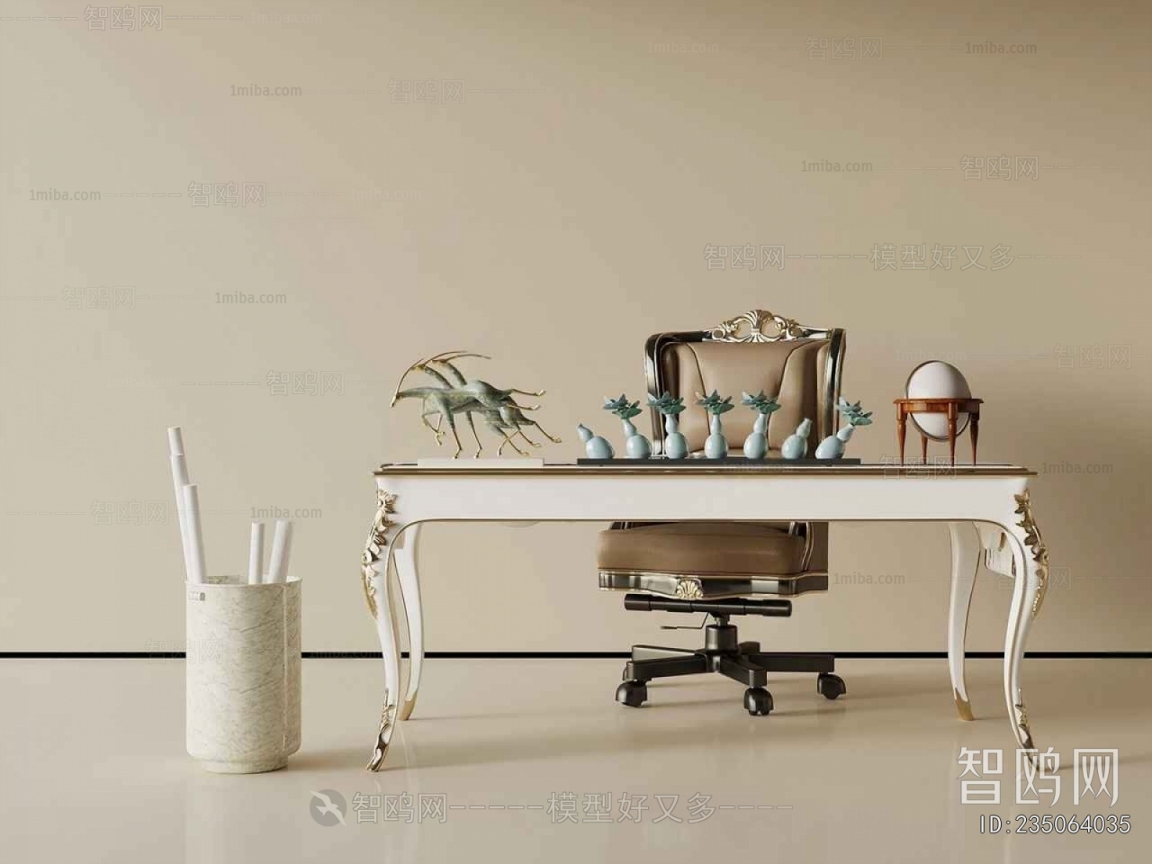 French Style Office Desk And Chair