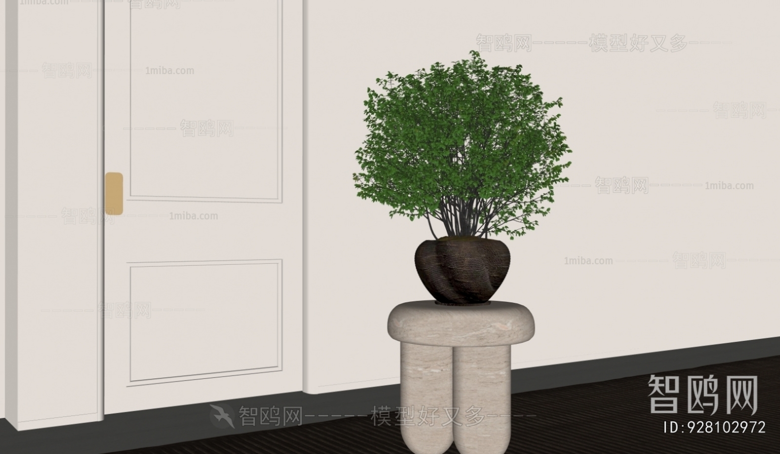 Modern Potted Green Plant