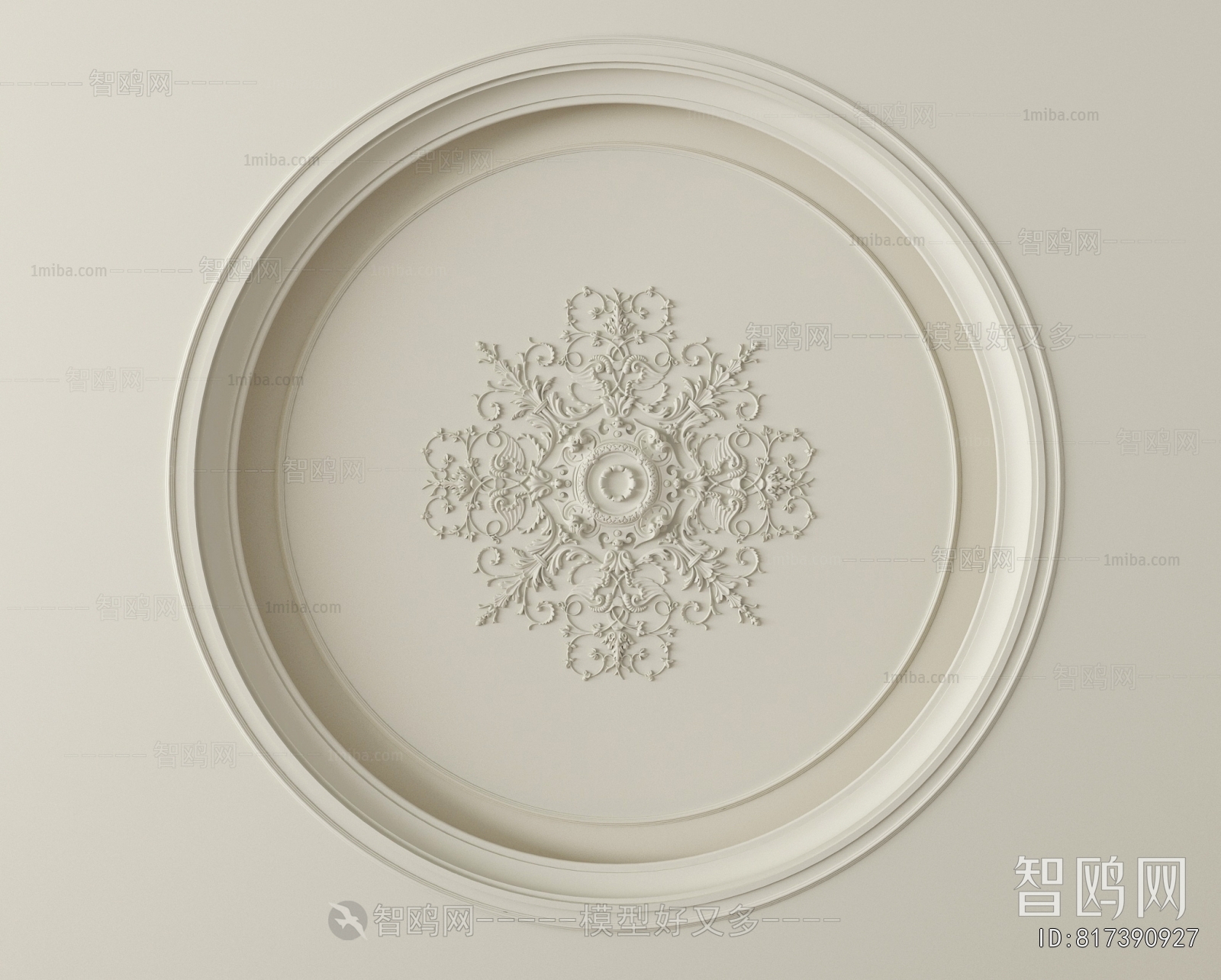 French Style Plaster Carved Top Plate