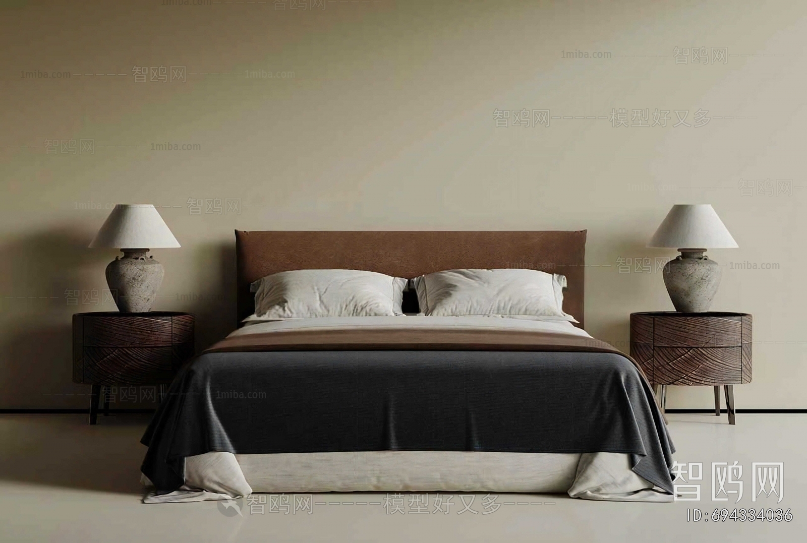 Wabi-sabi Style Double Bed