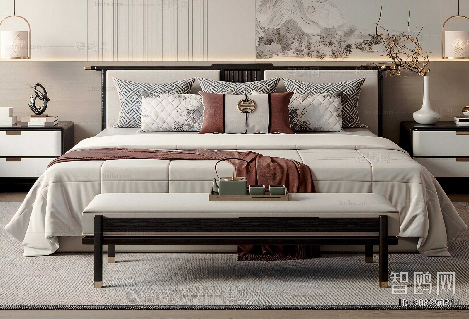 New Chinese Style Double Bed