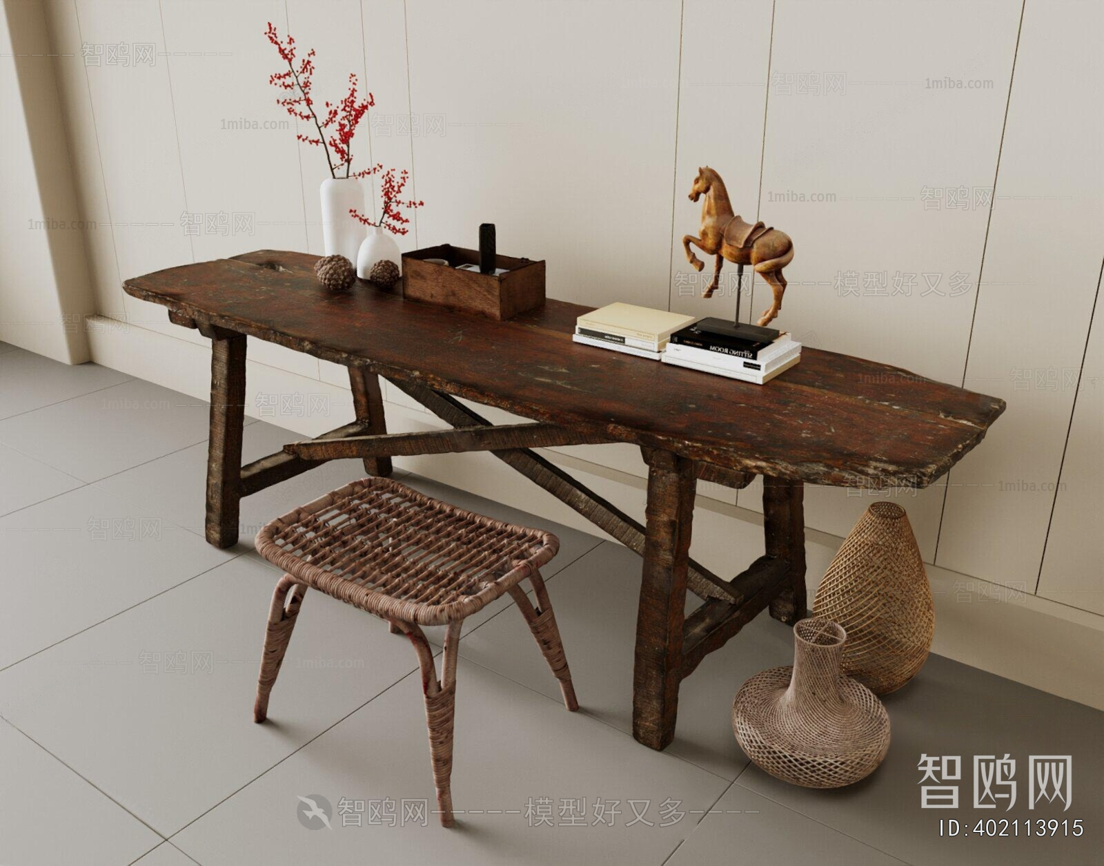 Wabi-sabi Style Computer Desk And Chair