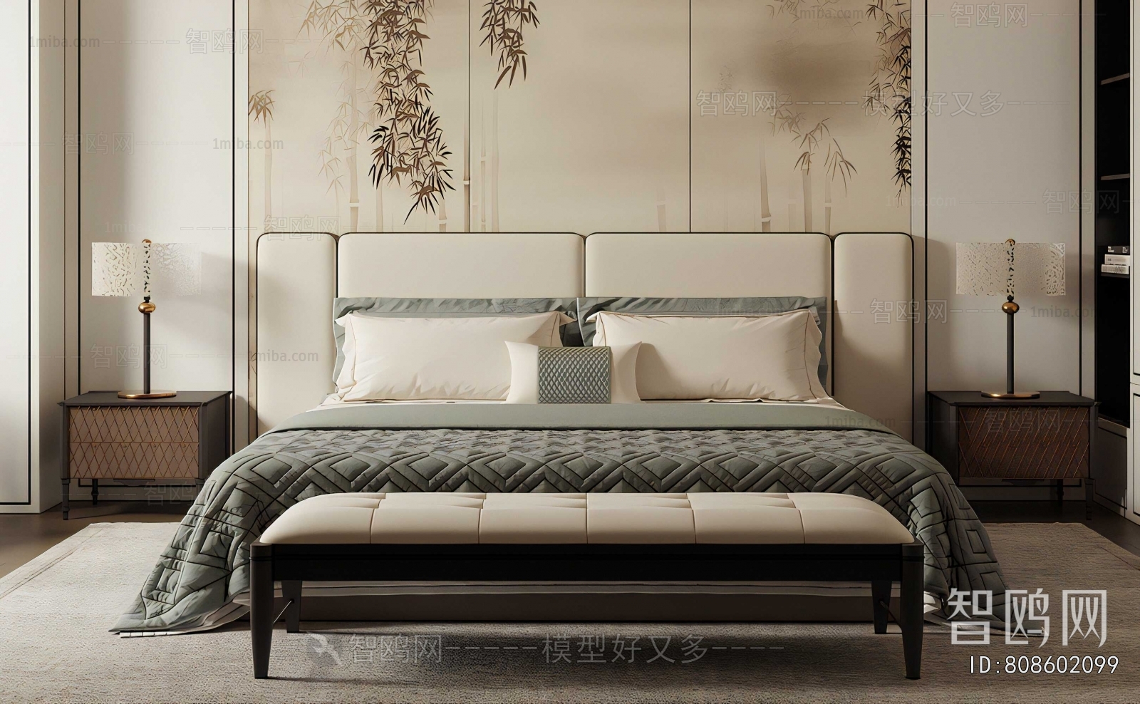 New Chinese Style Double Bed