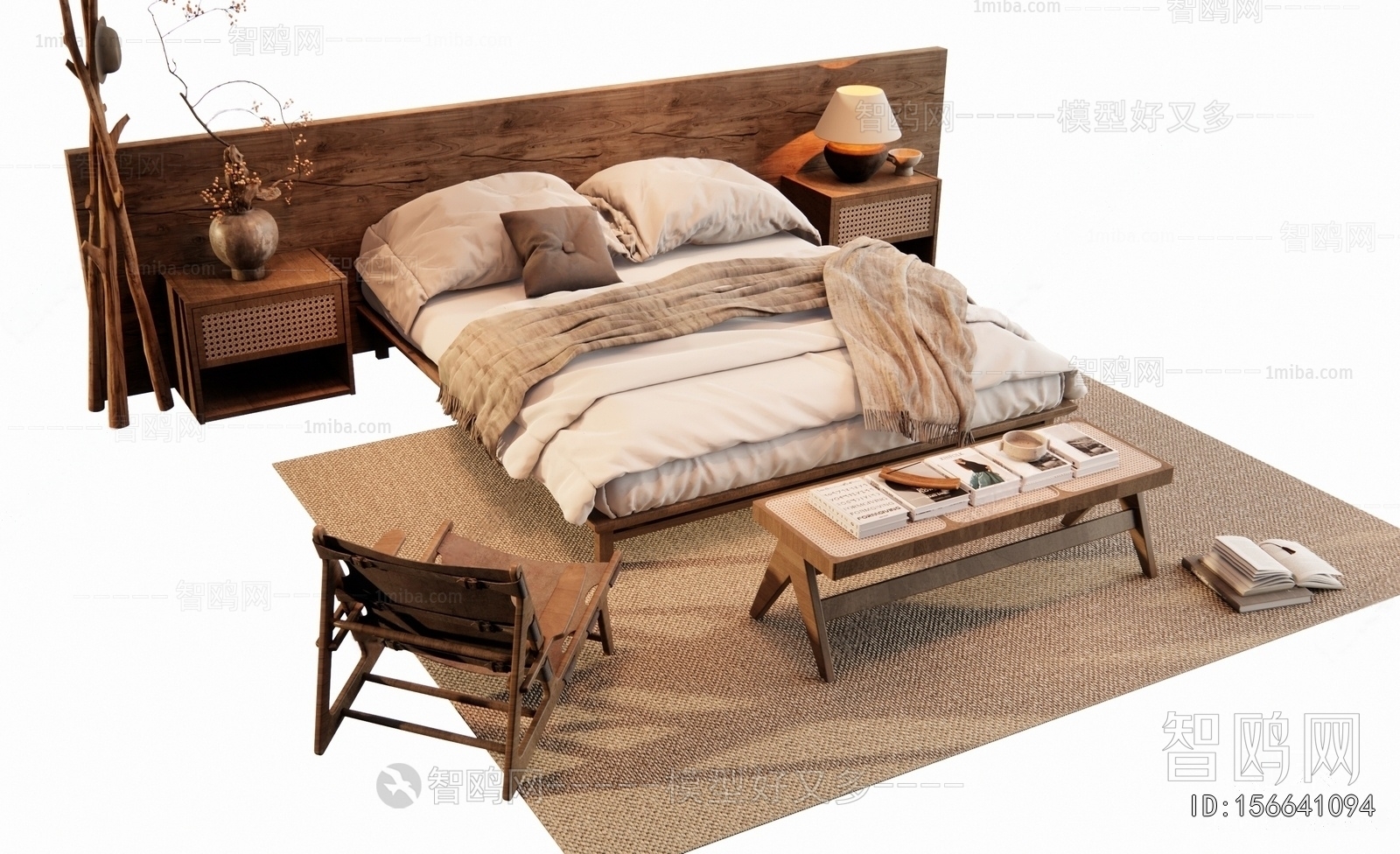 Wabi-sabi Style Double Bed