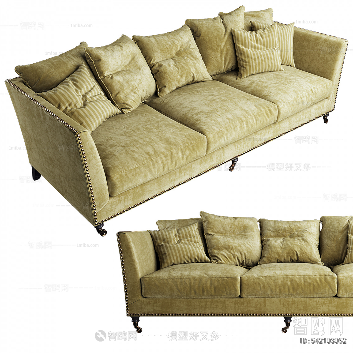 Retro Style Three-seat Sofa