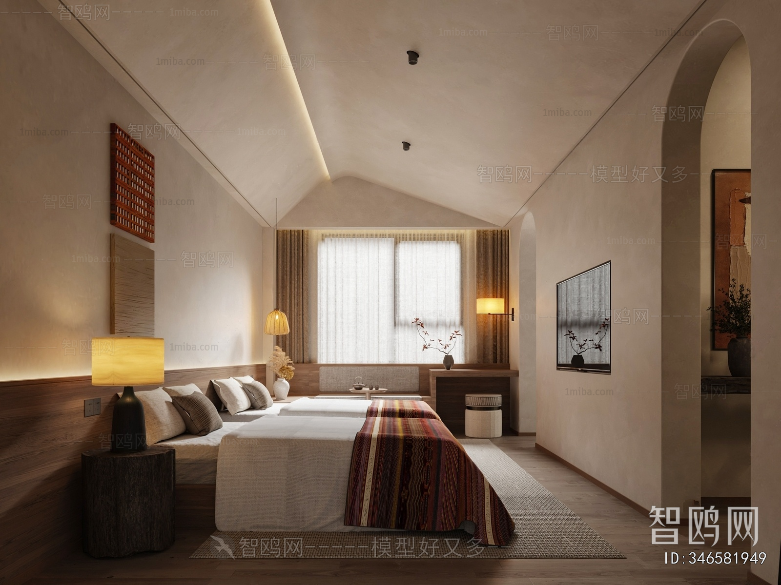 Wabi-sabi Style Guest Room