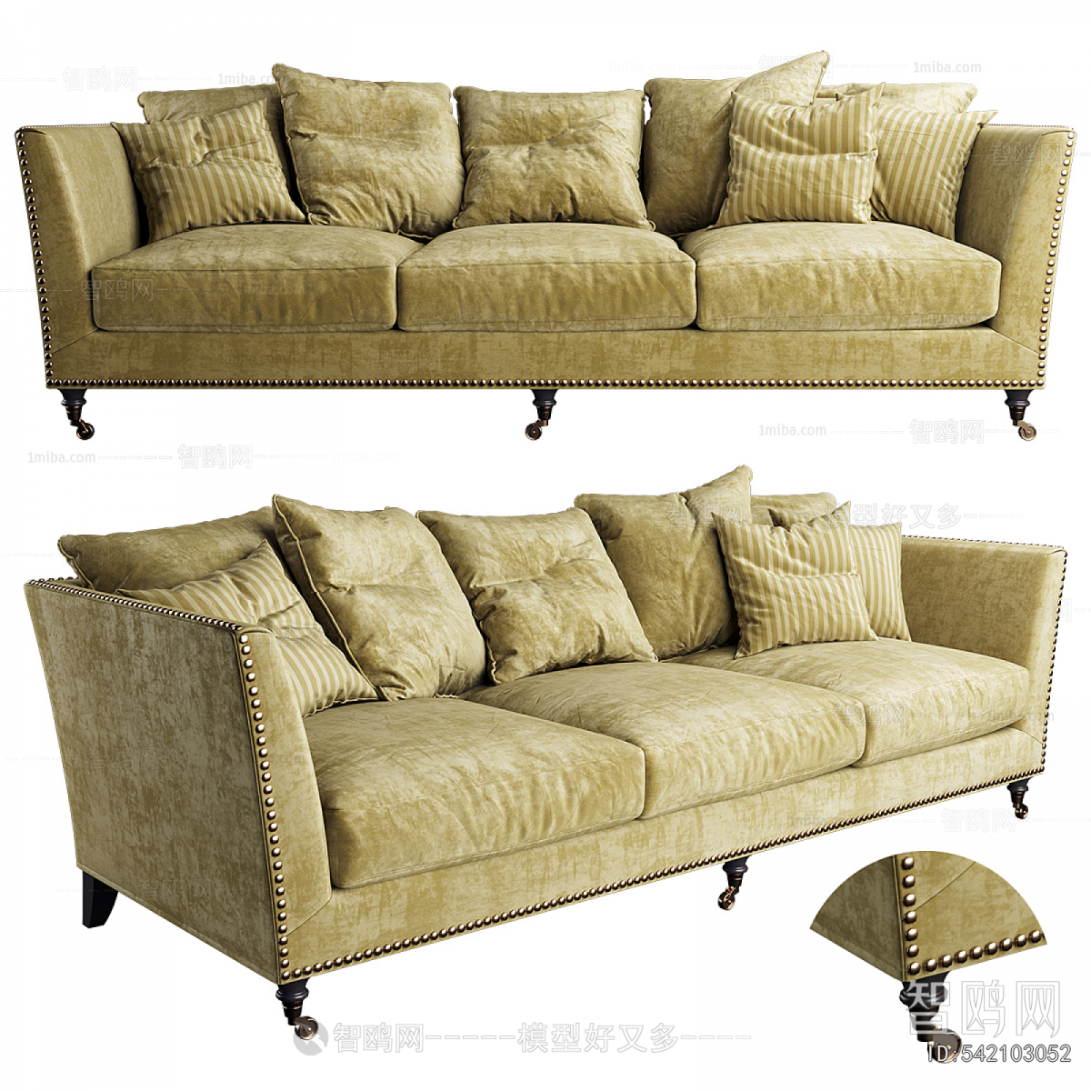 Retro Style Three-seat Sofa