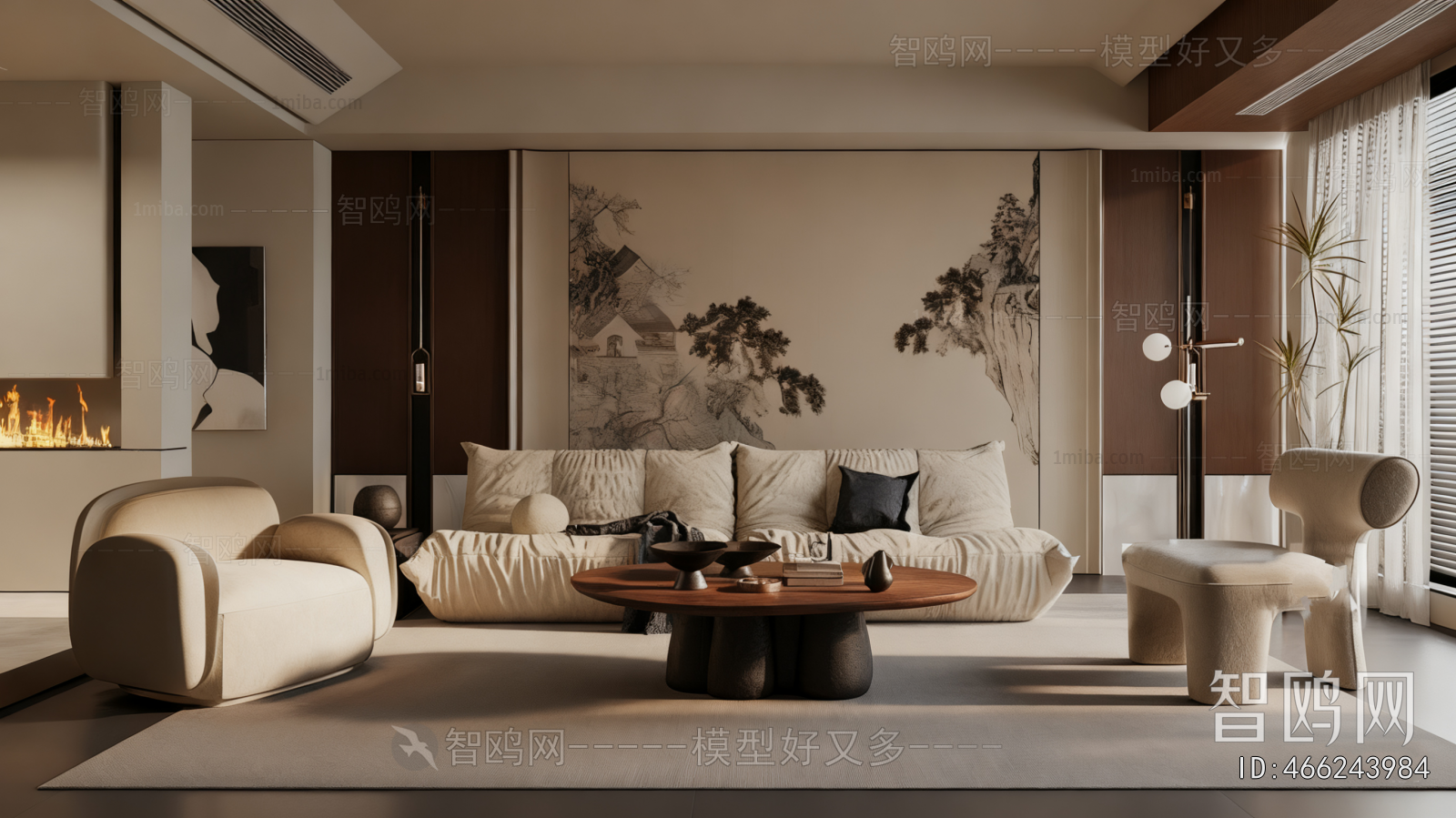 New Chinese Style A Living Room