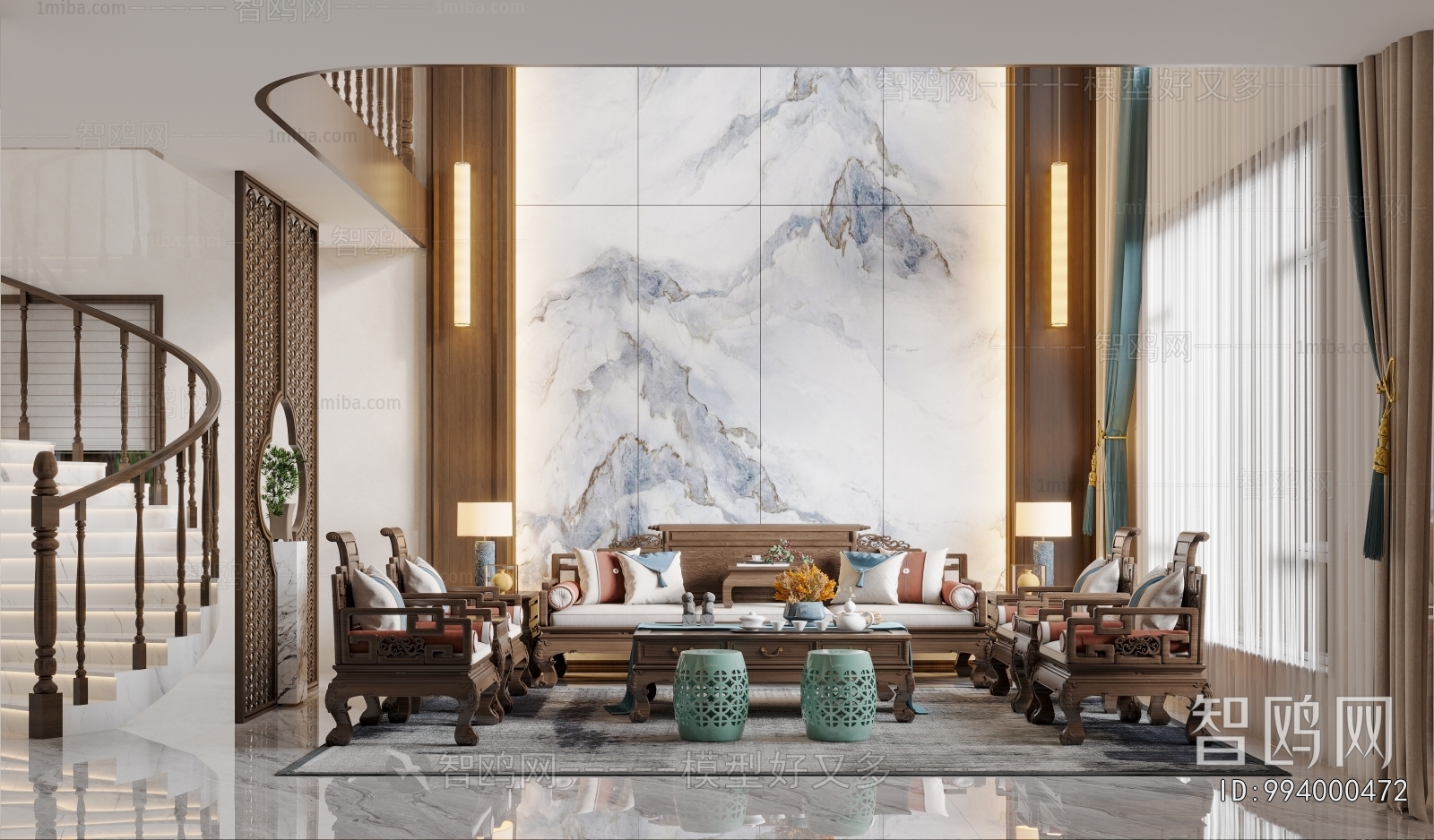 New Chinese Style A Living Room