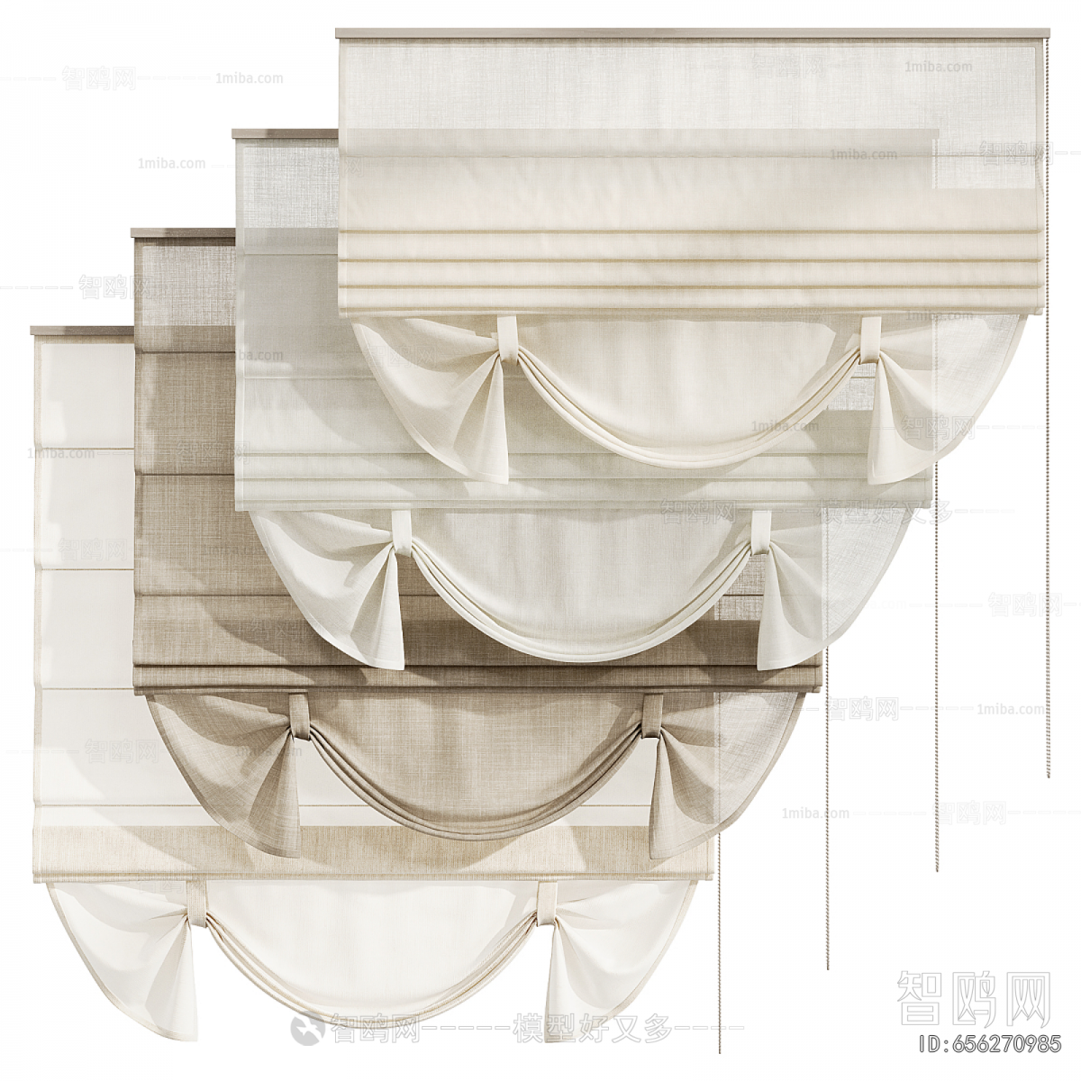 New Chinese Style Roman Curtain