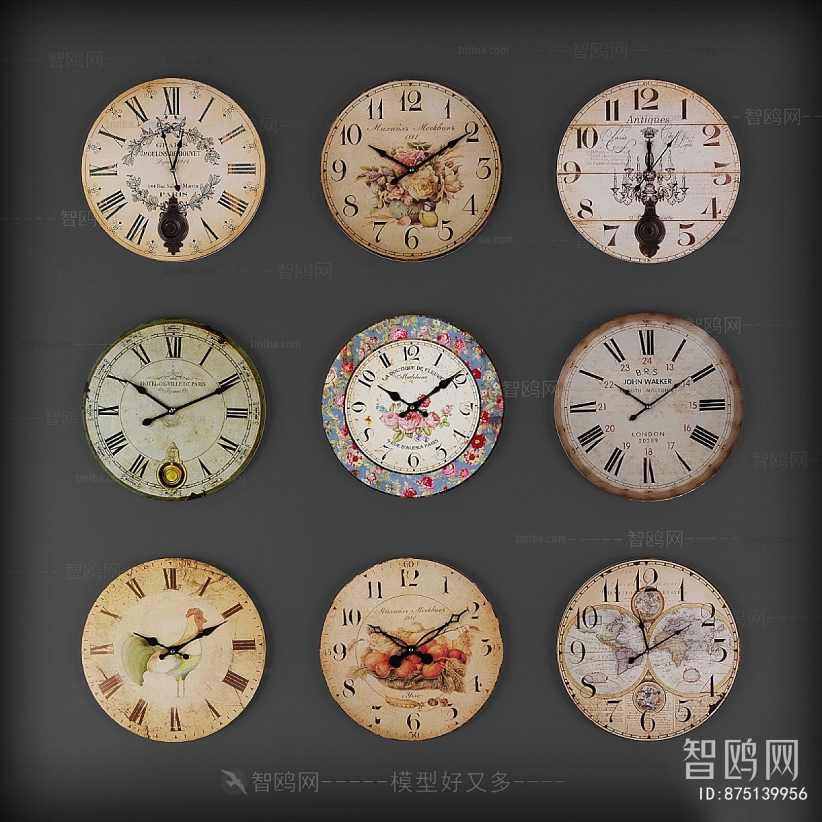 American Style Idyllic Style Wall Clock