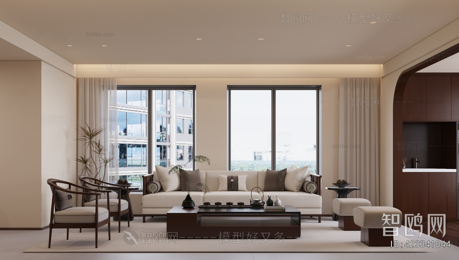 New Chinese Style A Living Room