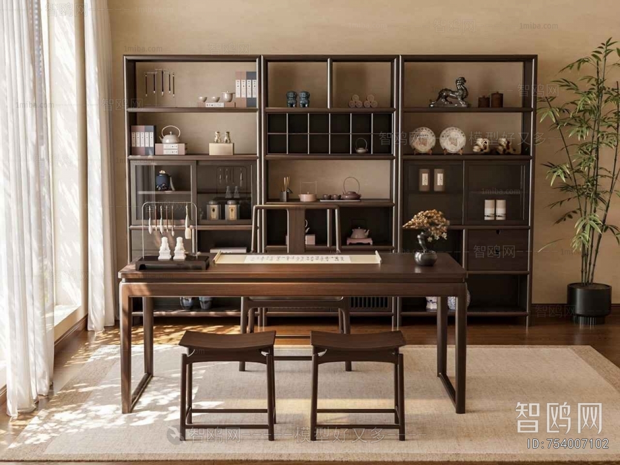 New Chinese Style Computer Desk And Chair