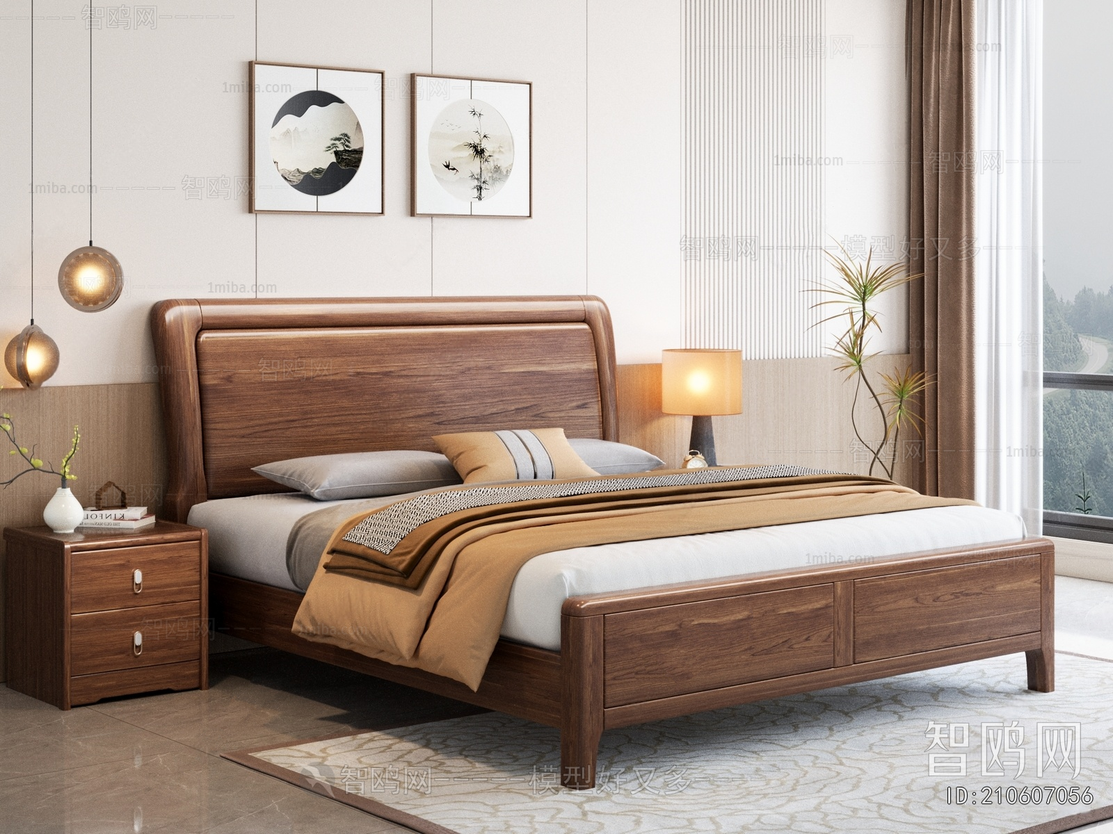 New Chinese Style Double Bed
