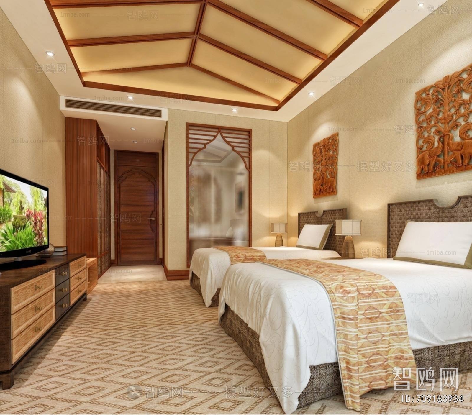 Southeast Asian Style Guest Room