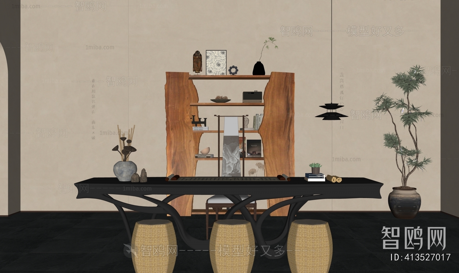 New Chinese Style Computer Desk And Chair