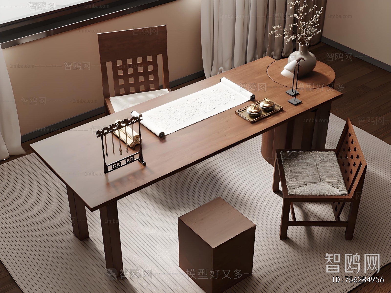 New Chinese Style Computer Desk And Chair