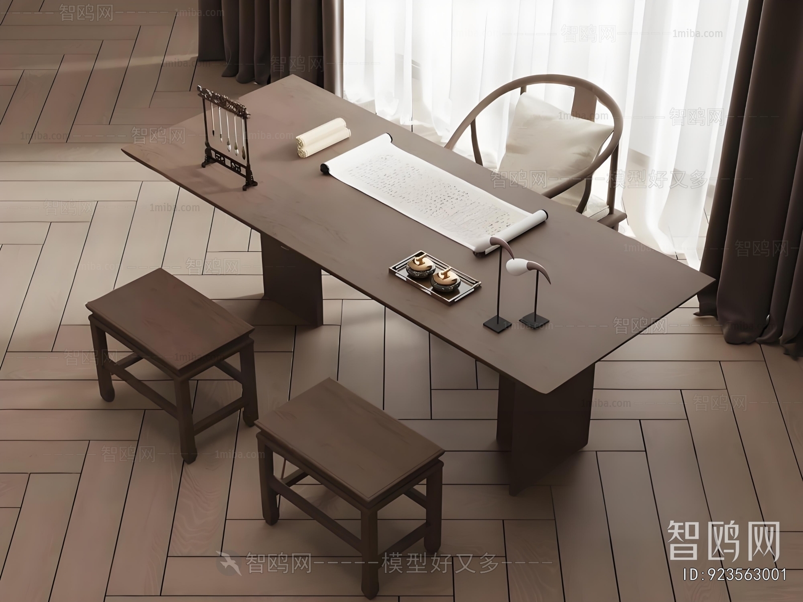 New Chinese Style Computer Desk And Chair