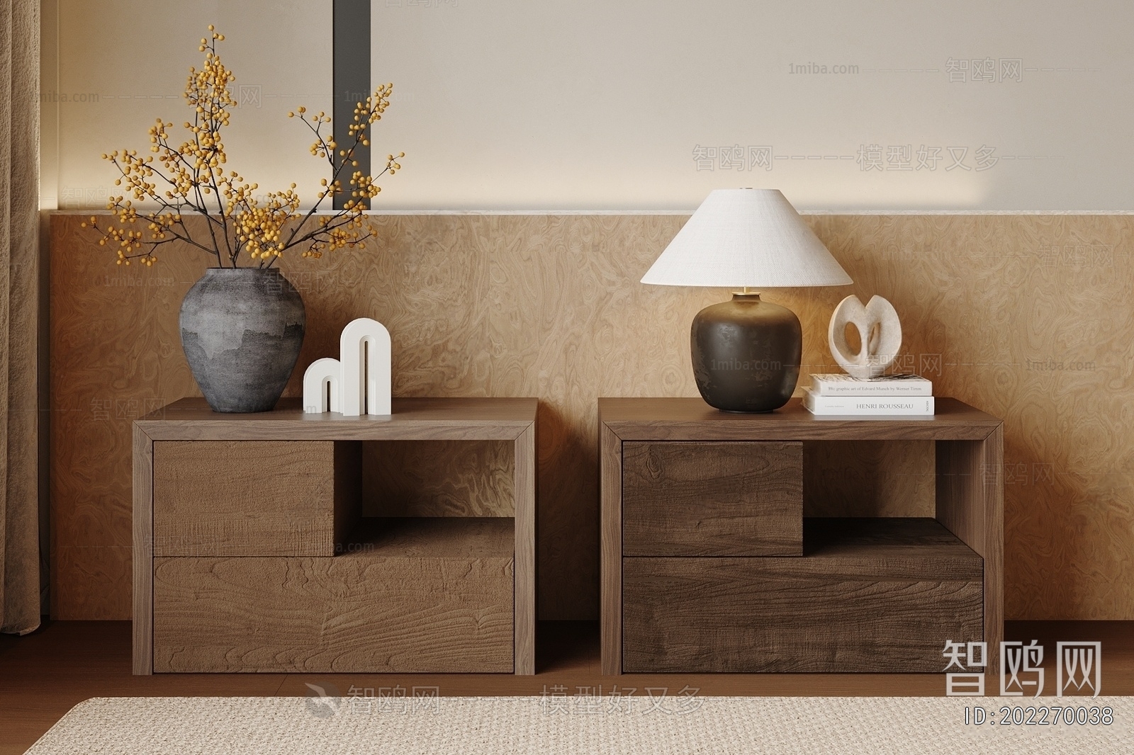 Wabi-sabi Style Bedside Cupboard