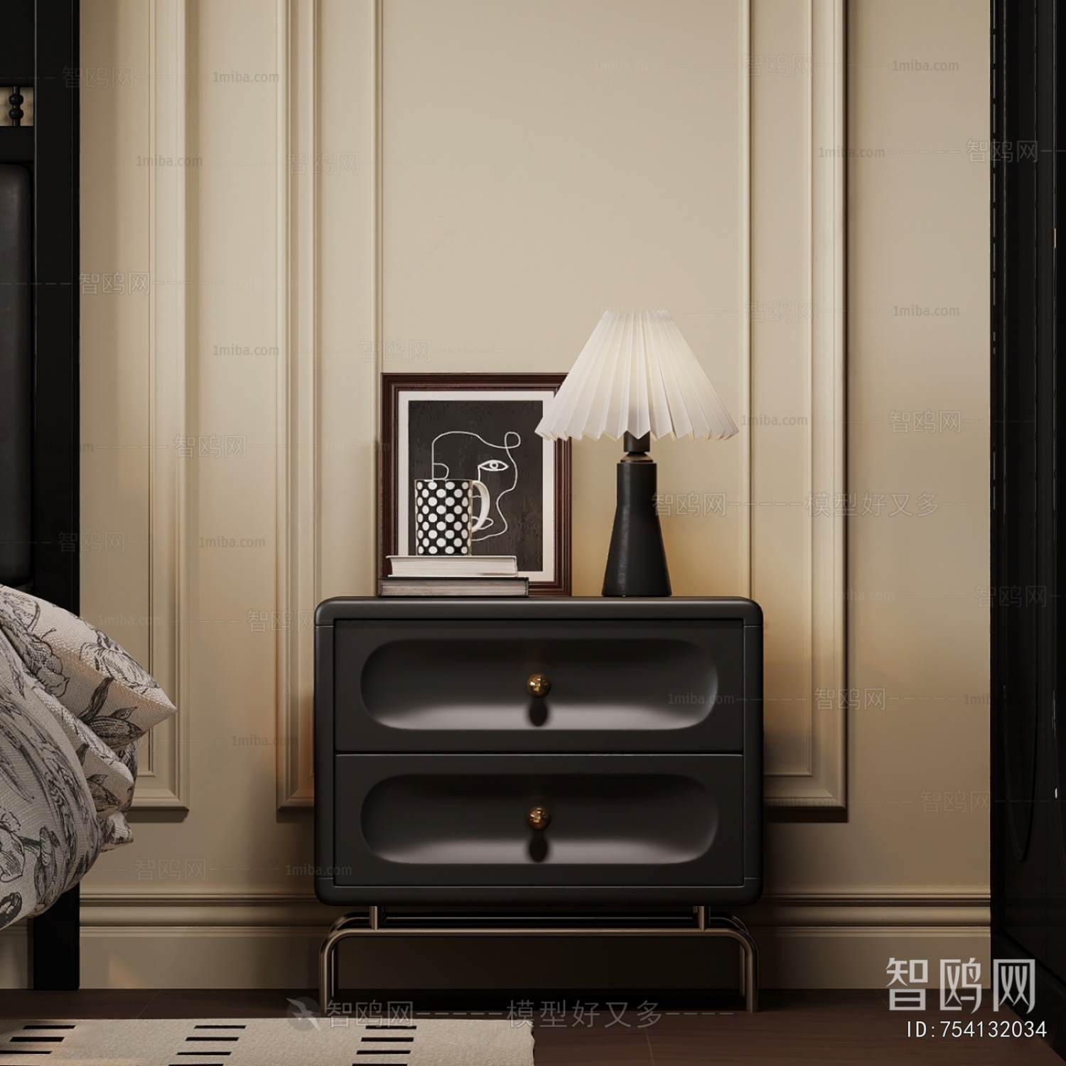 French Style Bedside Cupboard